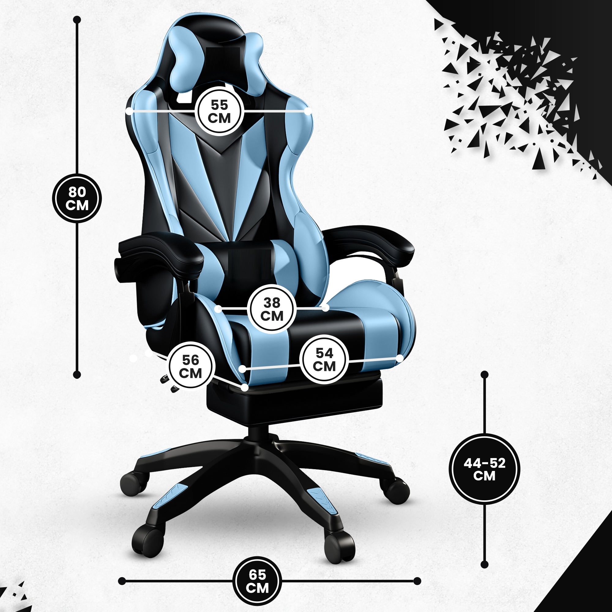 Bayt Gaming Stoel - Cyaan/Zwart