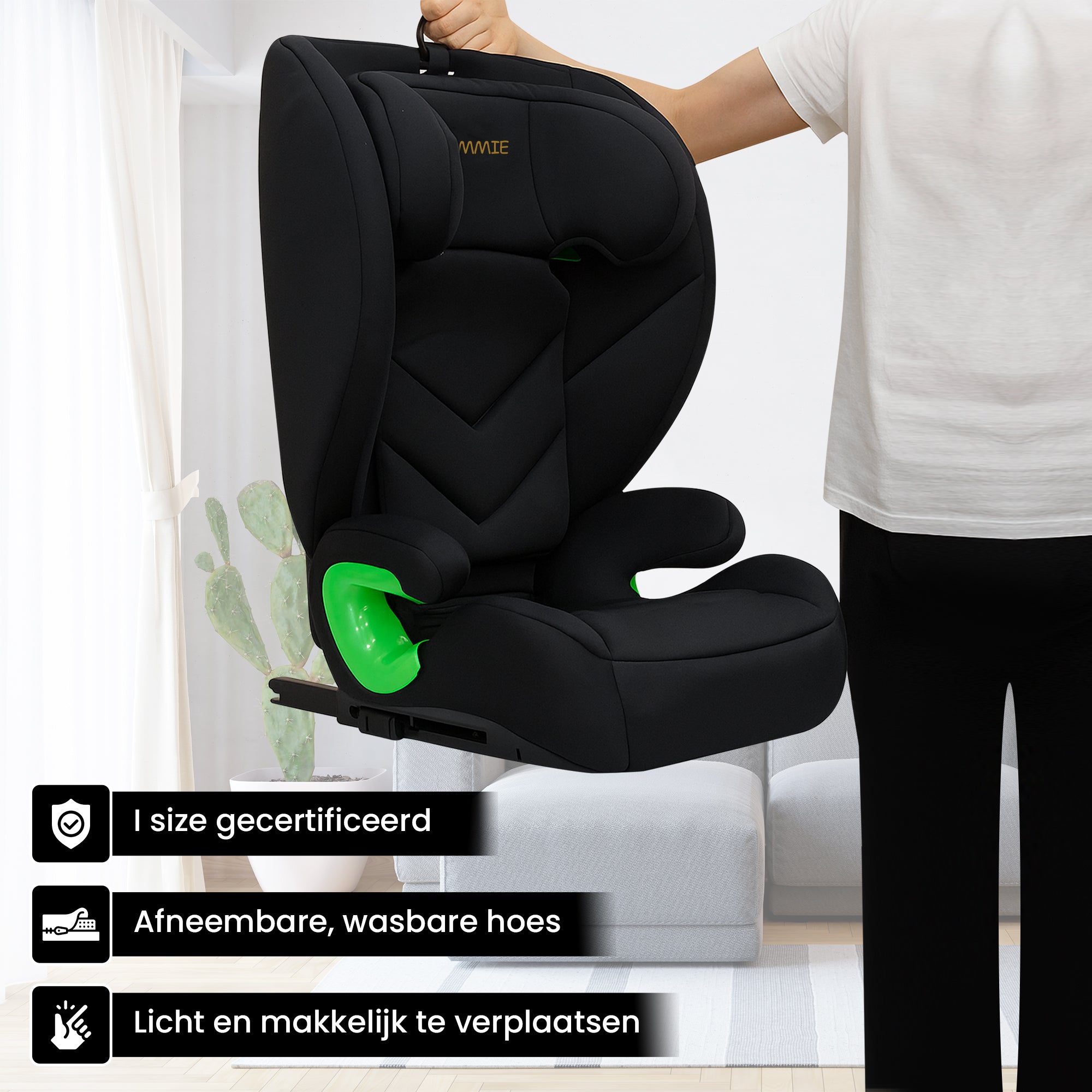 Oemmie Autostoel Zwart/Groen