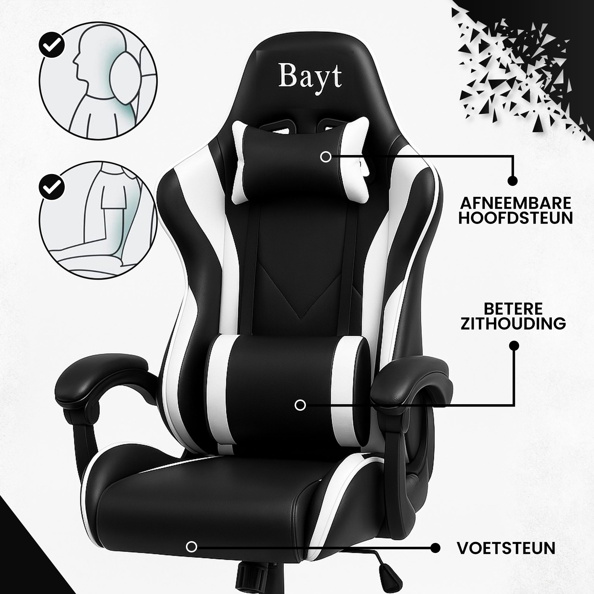 Bayt Gamingstoel Zwart/Wit