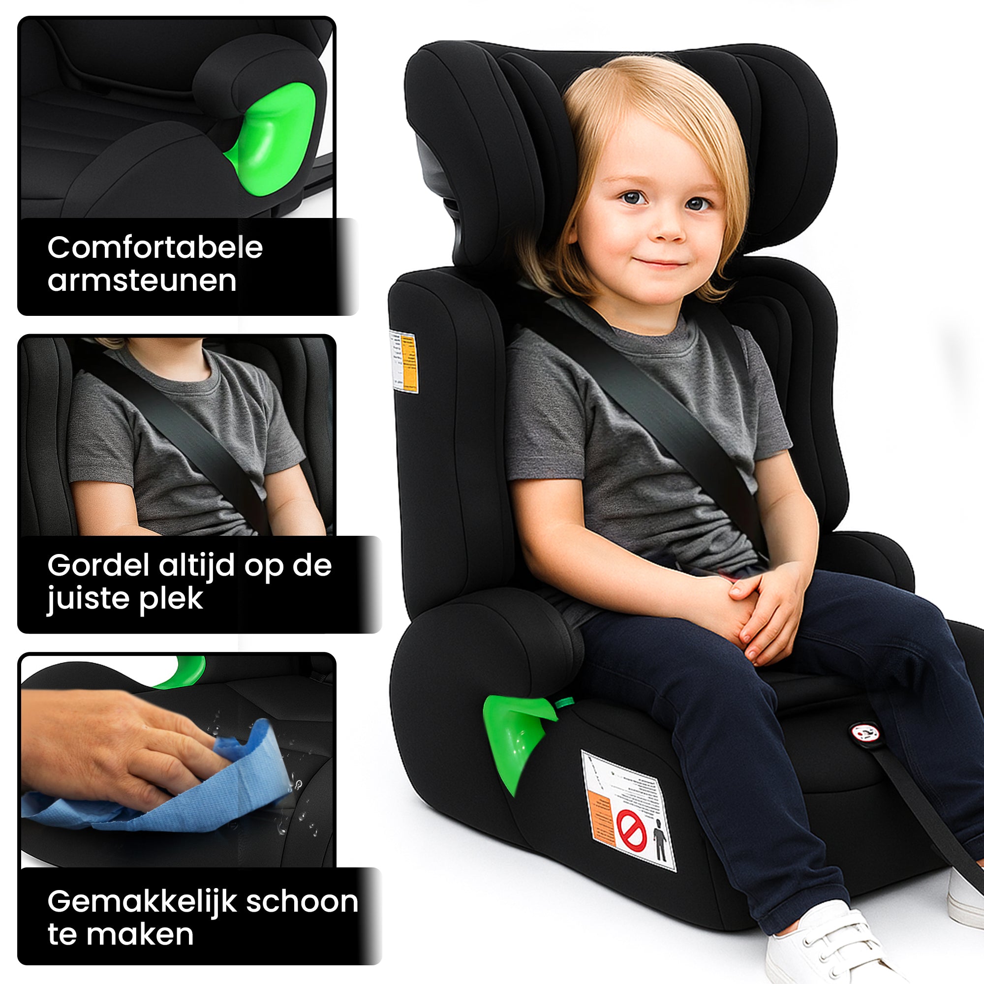 Oemmie Autostoel Zwart/Groen