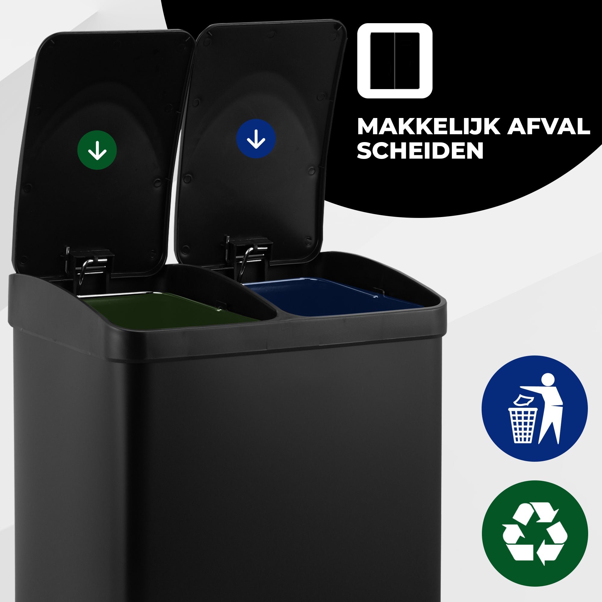 Prullenbak Met Pedaal 30L Zwart