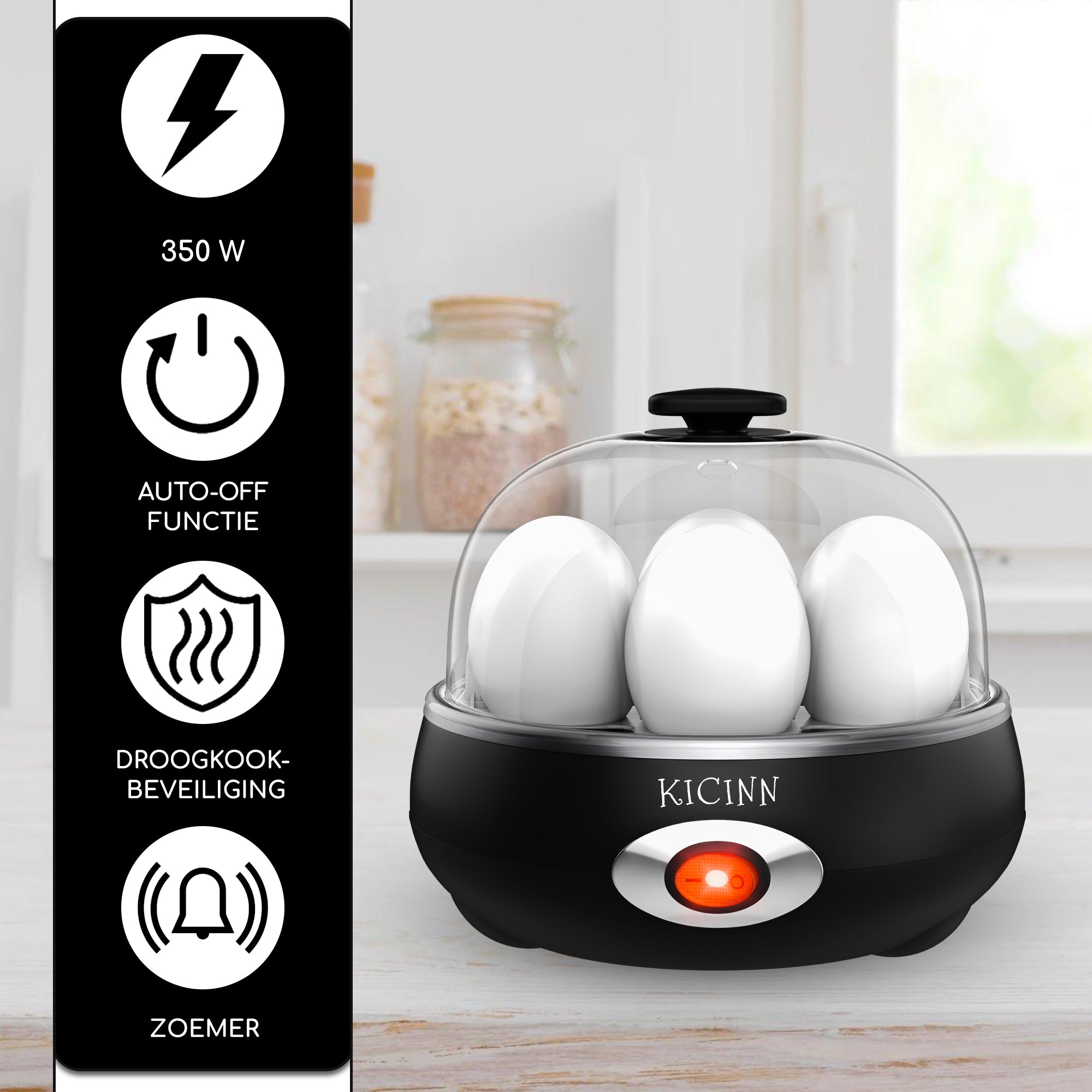 Electrisch Eierkoker voor 7 eieren – Zwart