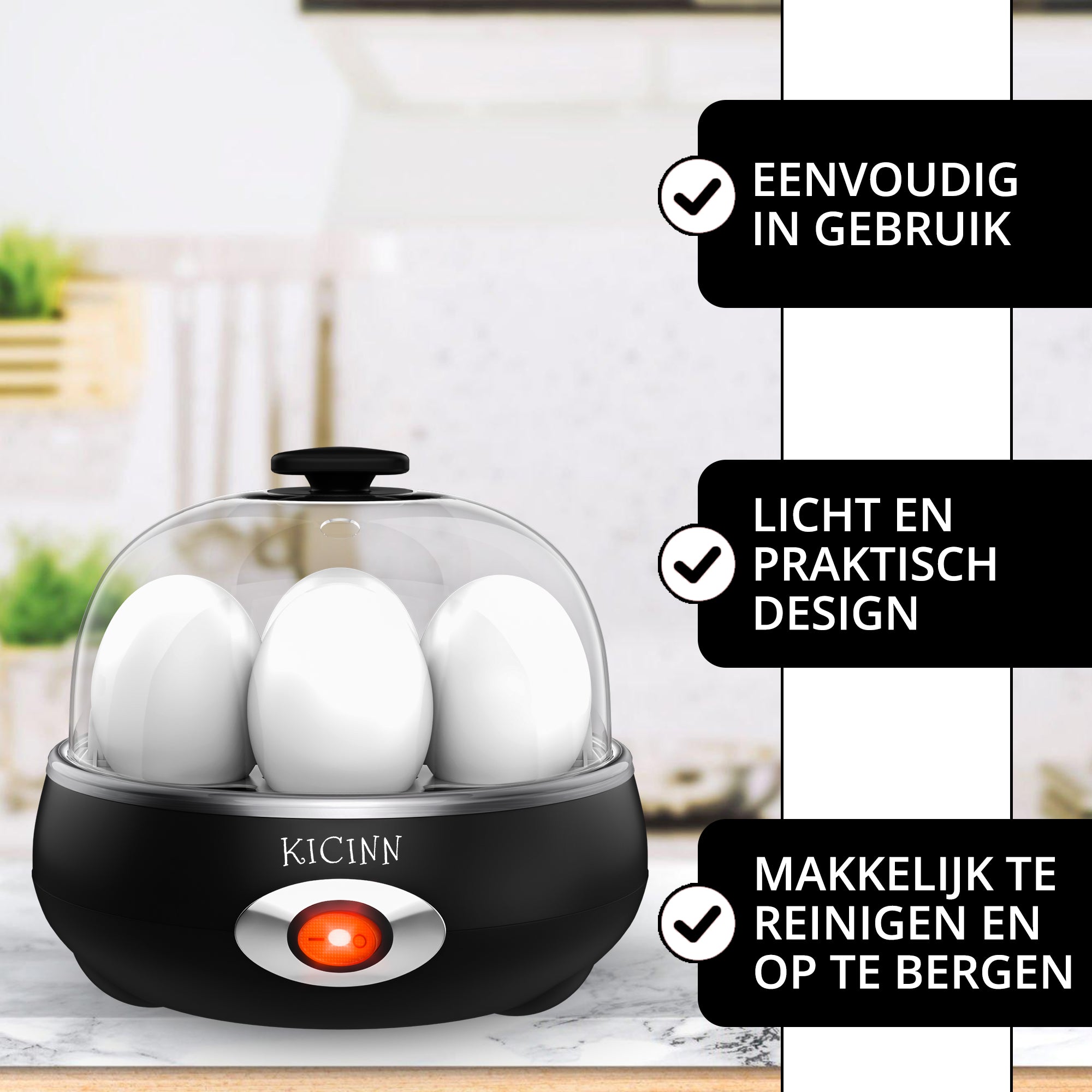 Electrisch Eierkoker voor 7 eieren – Zwart