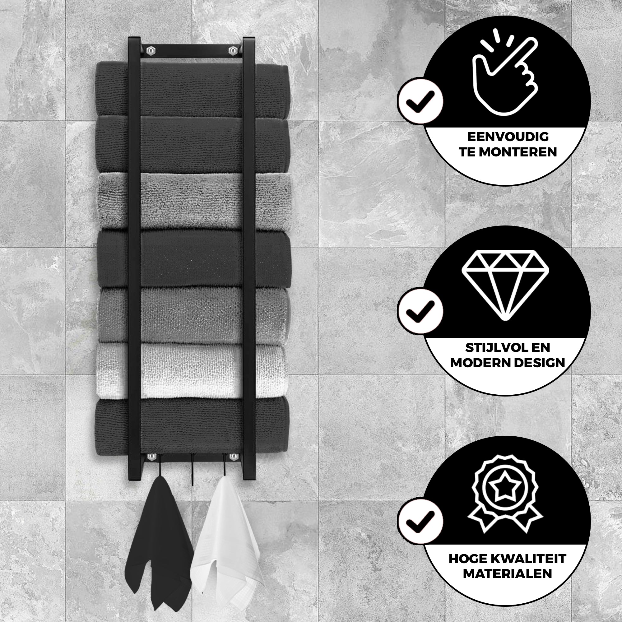 Handdoekrek Zwart