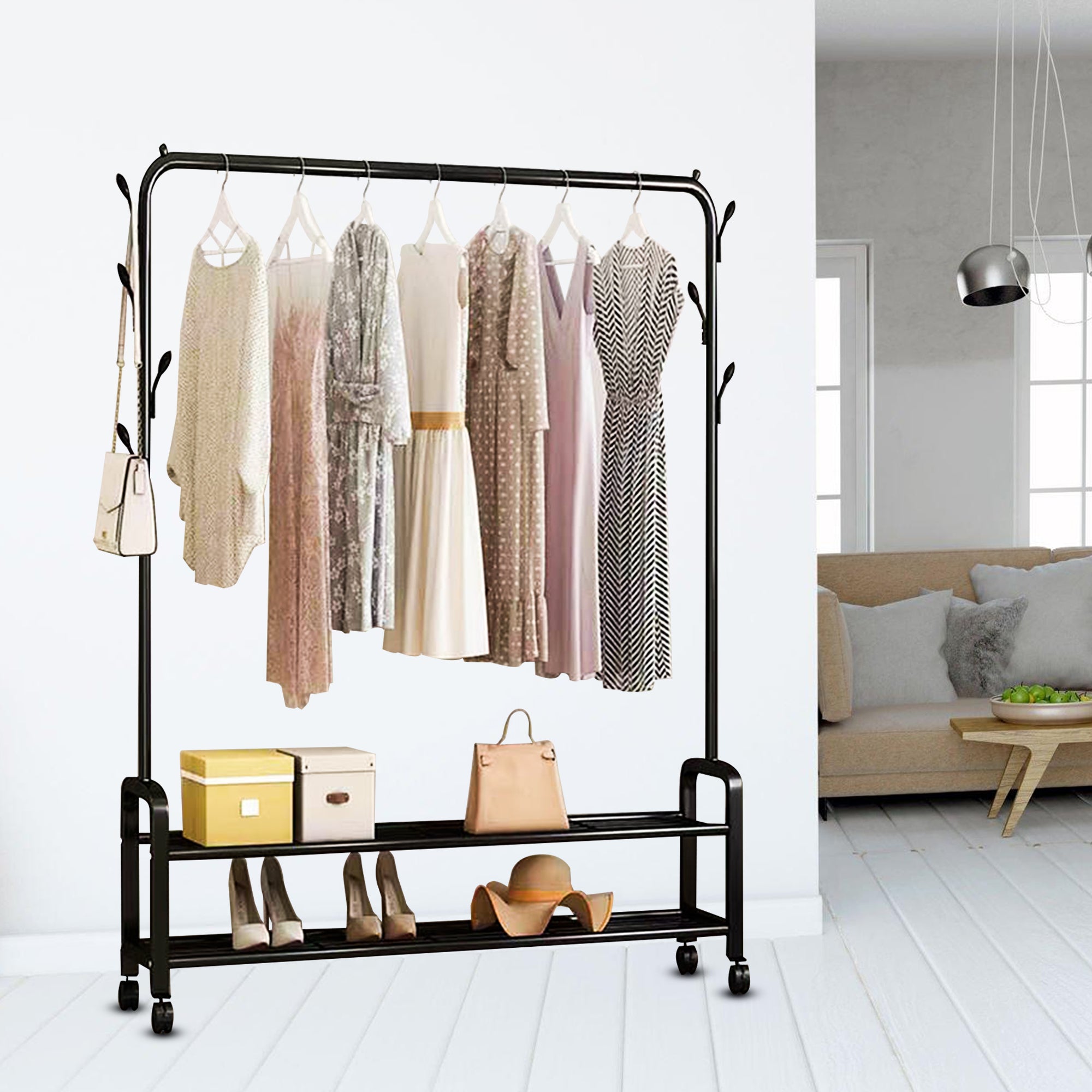 Kledingrek op Wieltjes Zwart