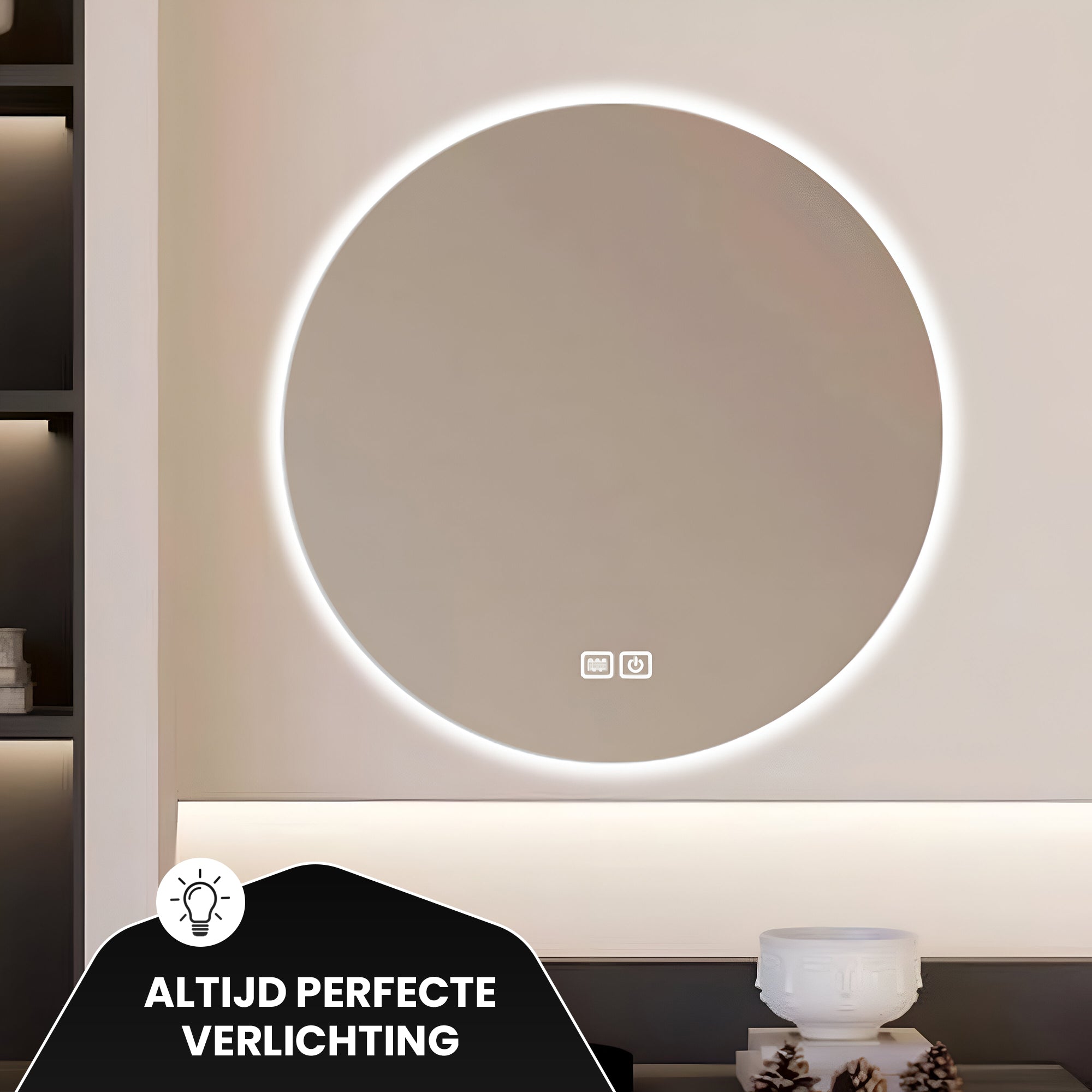 Bayt Badkamerspiegel met LED - Ø 50 CM - 2 Lichtstanden
