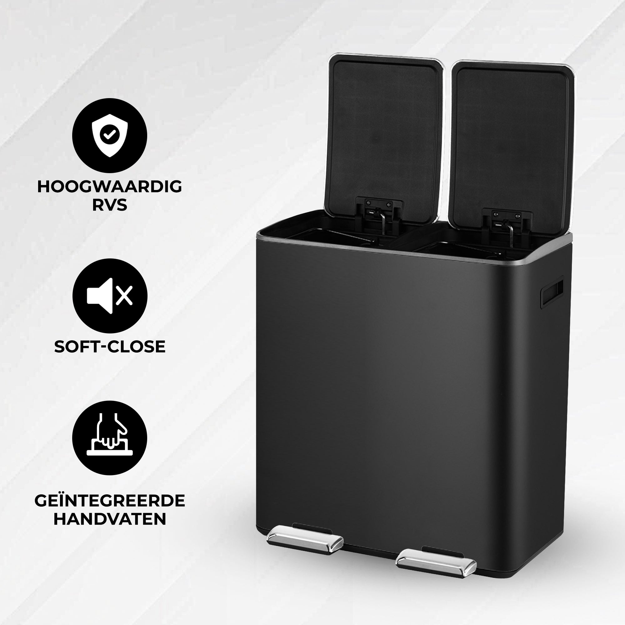 Prullenbak Met Pedaal Zwart/Zilver