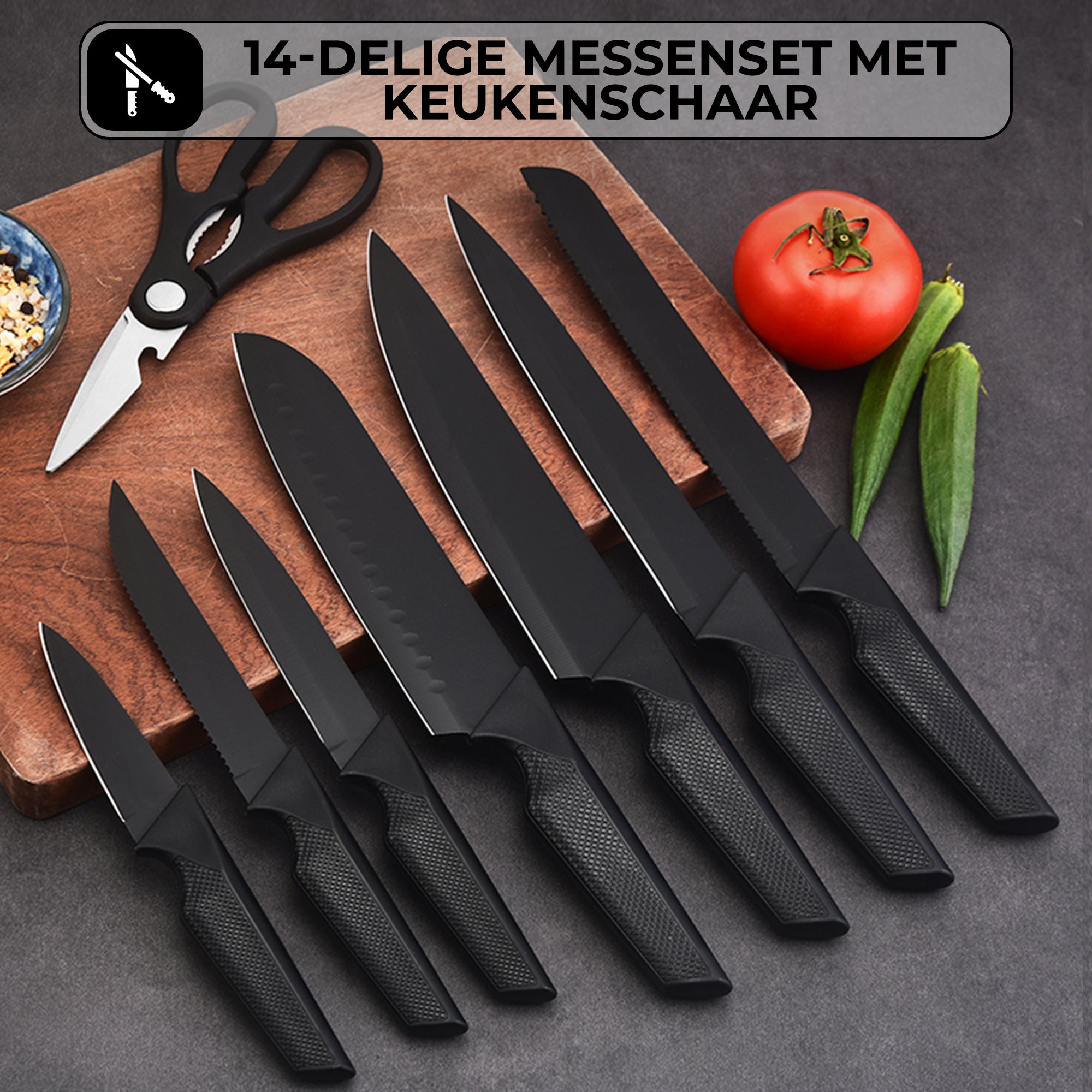 Messenset 14 Delig Zwart