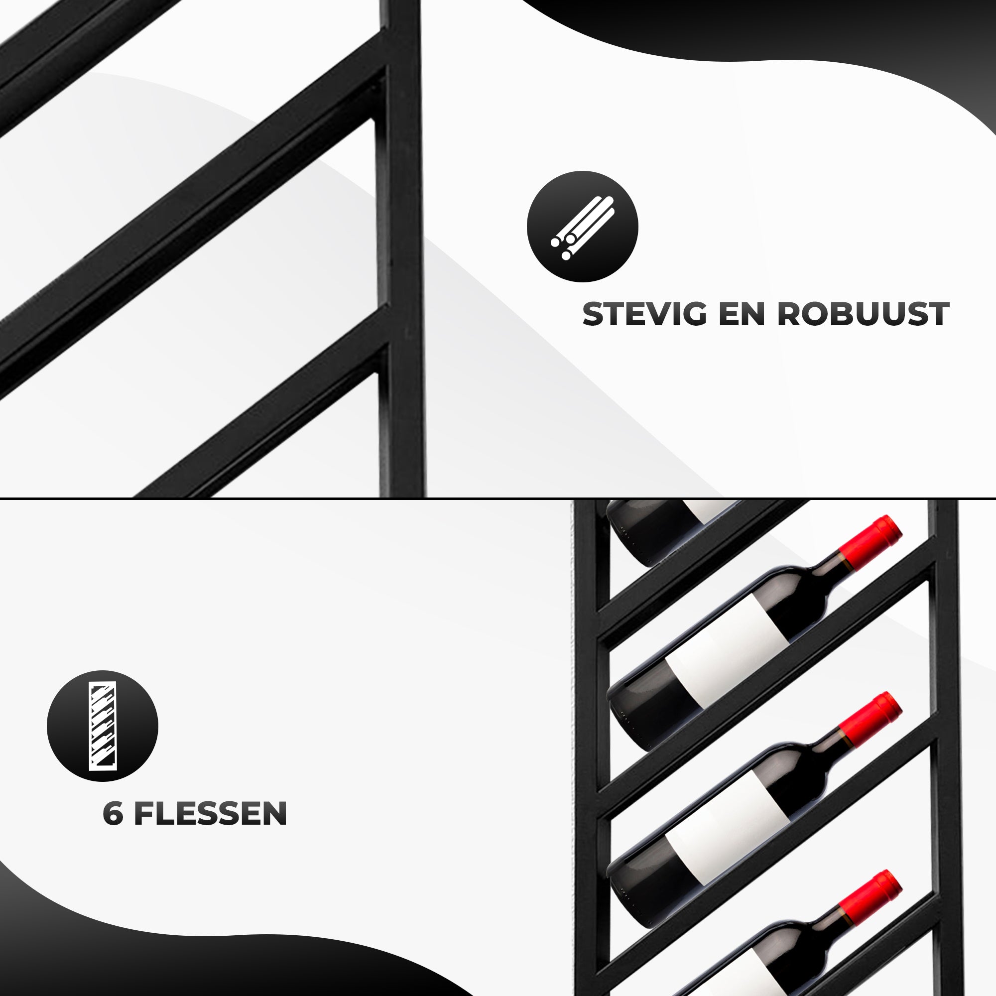 Wijnrek 6 Flessen Zwart