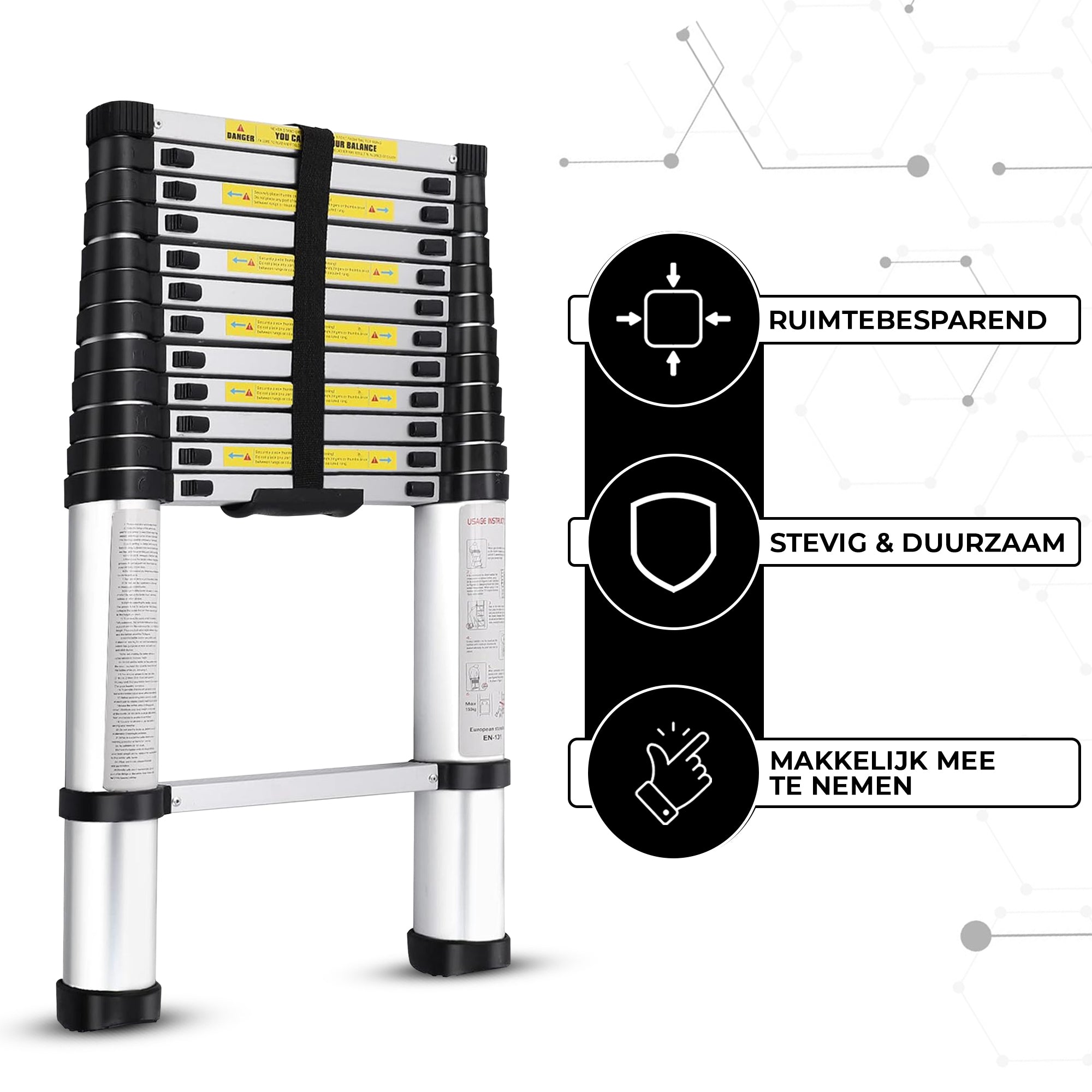 Outbee Telescopische Ladder 2,6 meter - Zilver