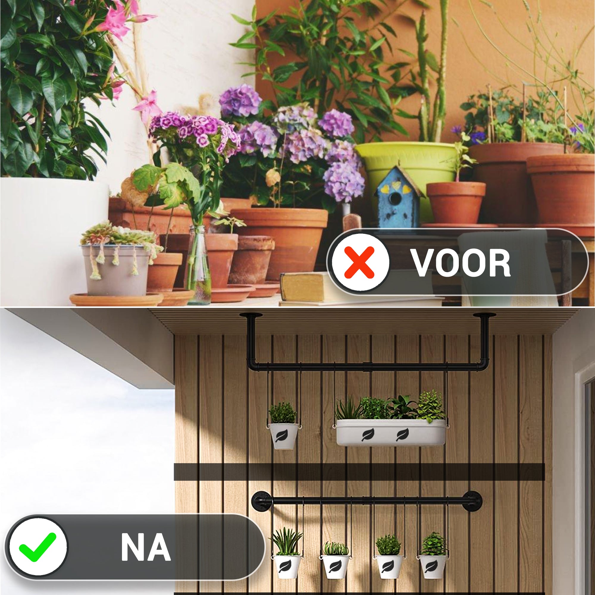 Kledingstang Muur Zwart