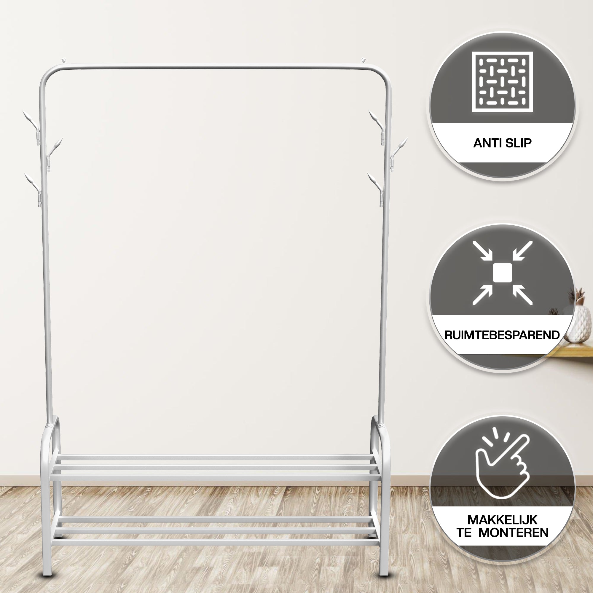 Kledingrek met Schoenenrek Wit