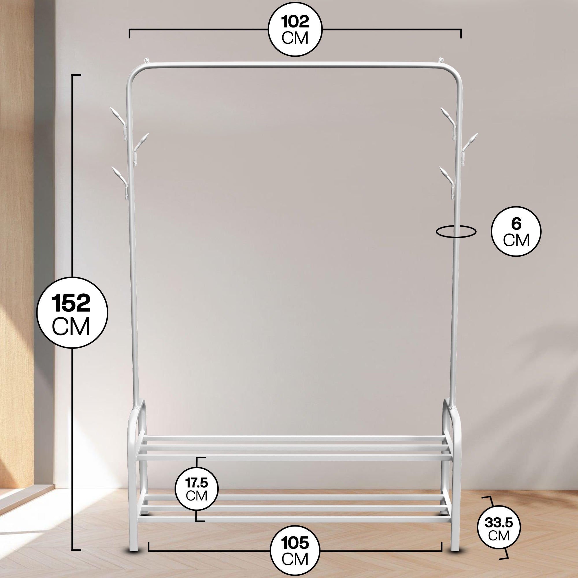 Kledingrek met Schoenenrek Wit