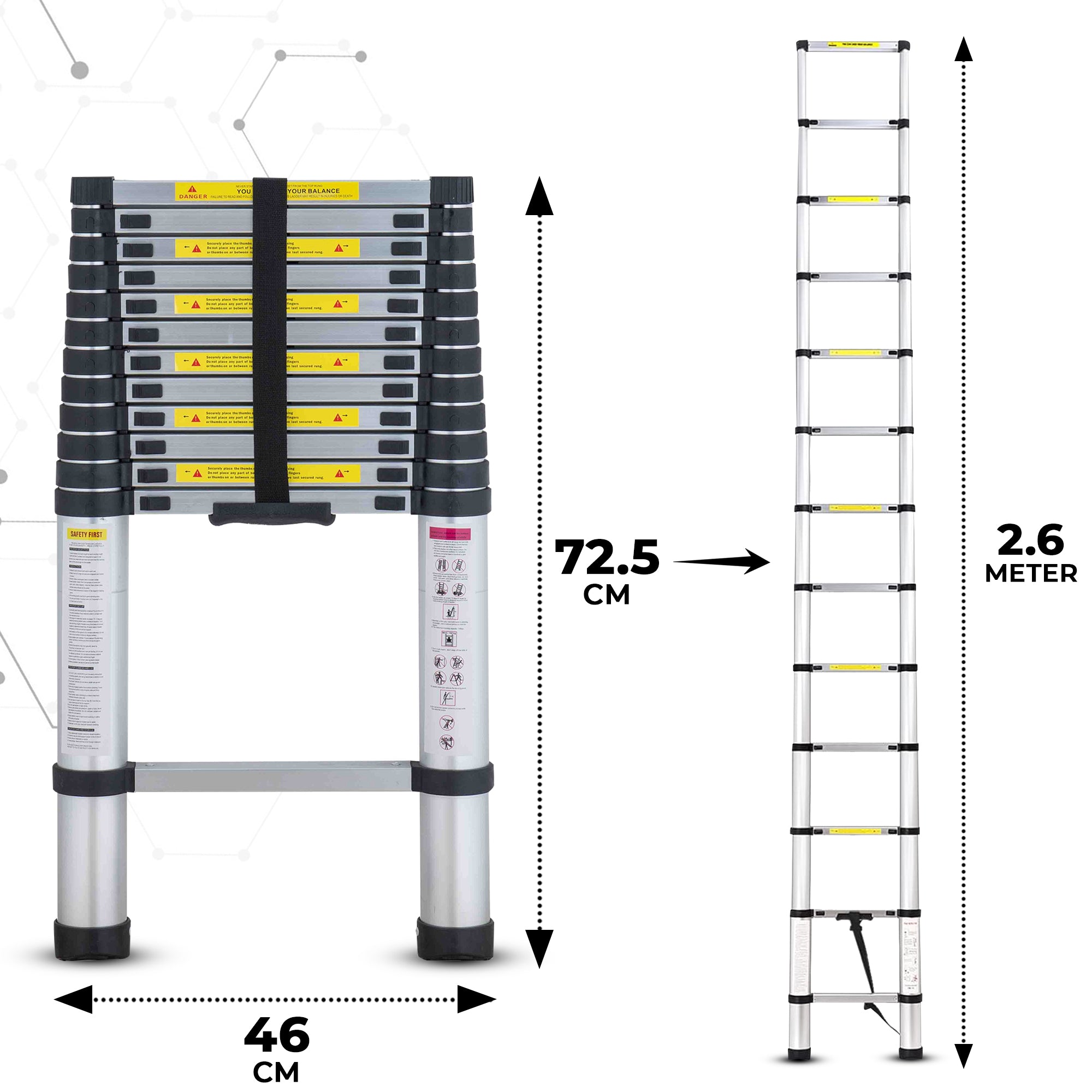 Outbee Telescopische Ladder 2,6 meter - Zilver