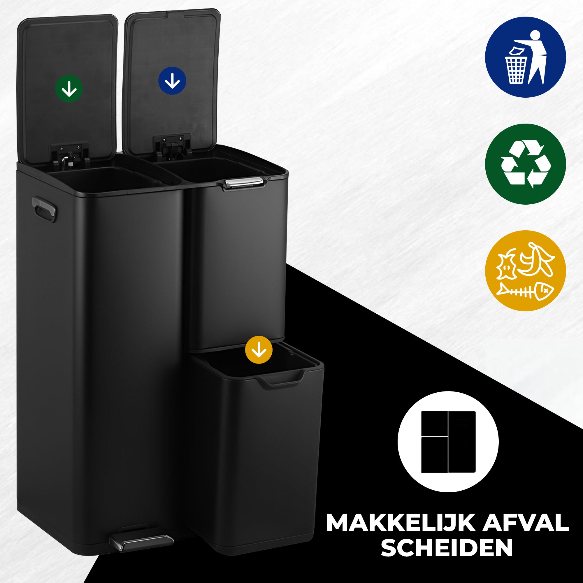 Prullenbak Pedaal 60 Liter Zwart