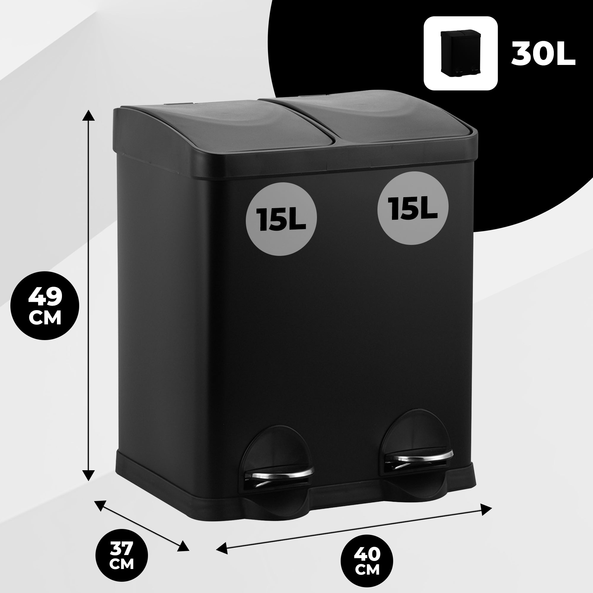 Prullenbak Met Pedaal 30L Zwart