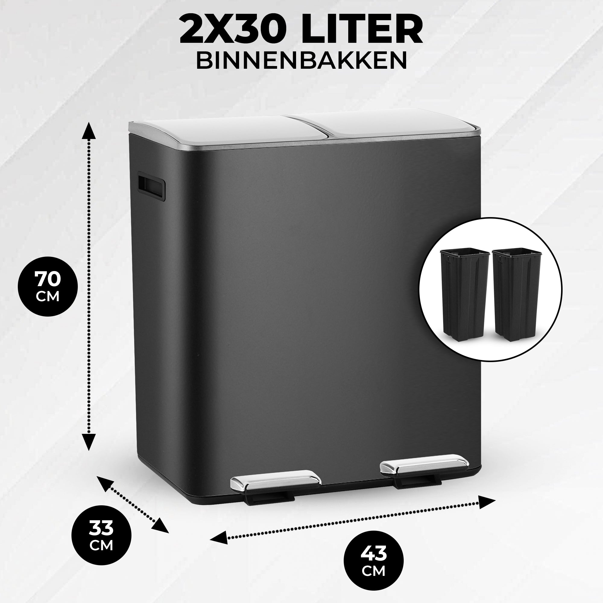 Prullenbak Met Pedaal Zwart/Zilver