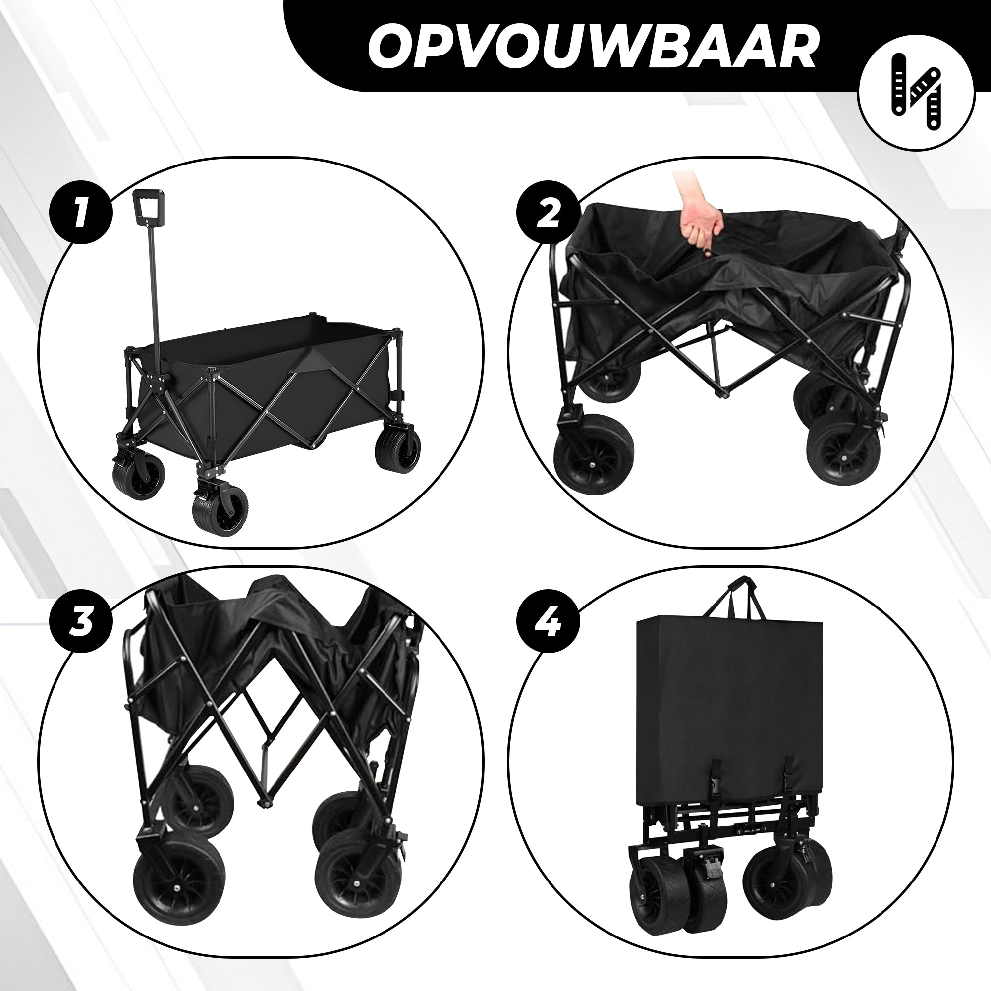 Bolderkar 120L Zwart