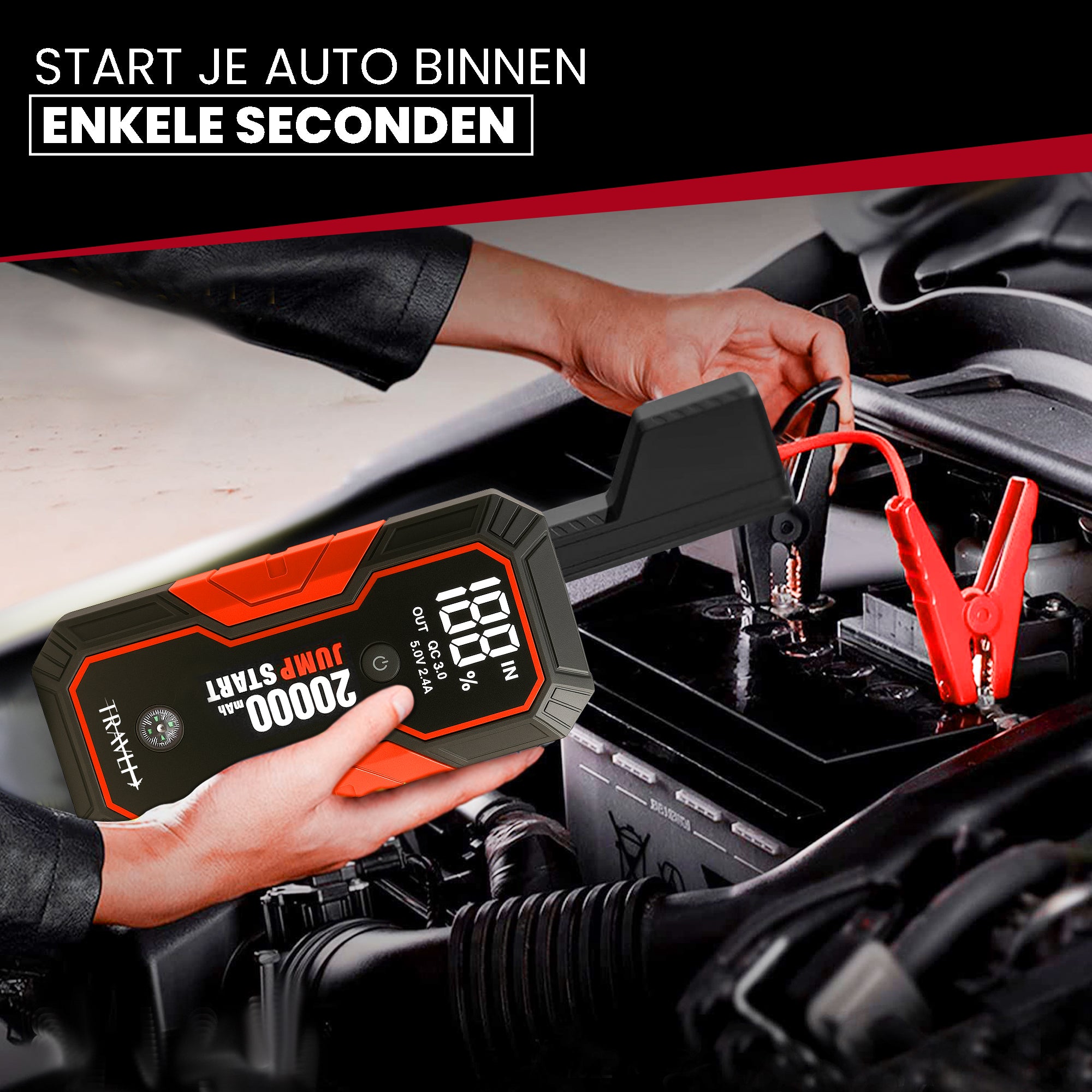 Travli Jumpstarter Zwart/Rood