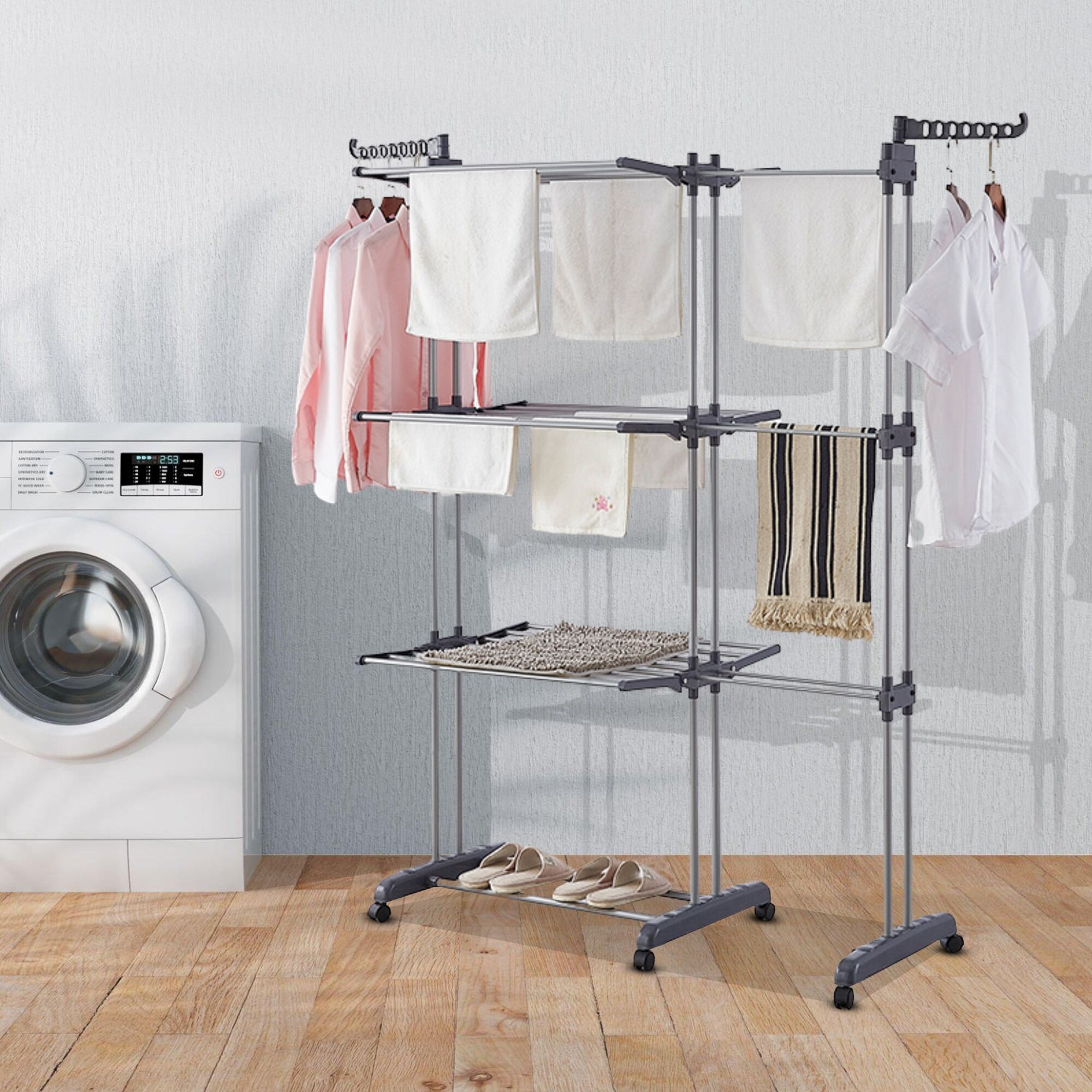 Dubbele Droogtoren Inklapbaar Grijs