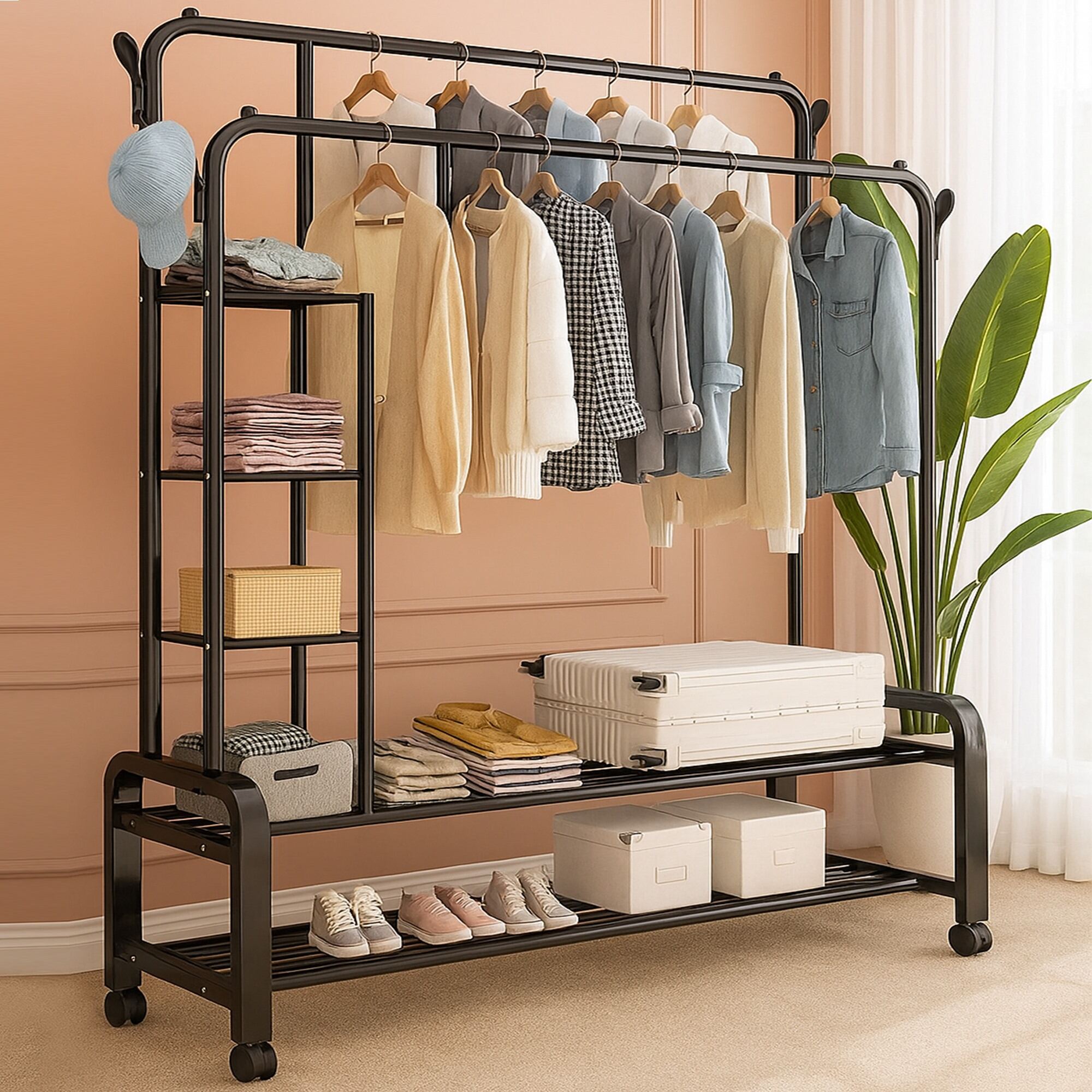 Bayt Kledingrek met Opbergplanken