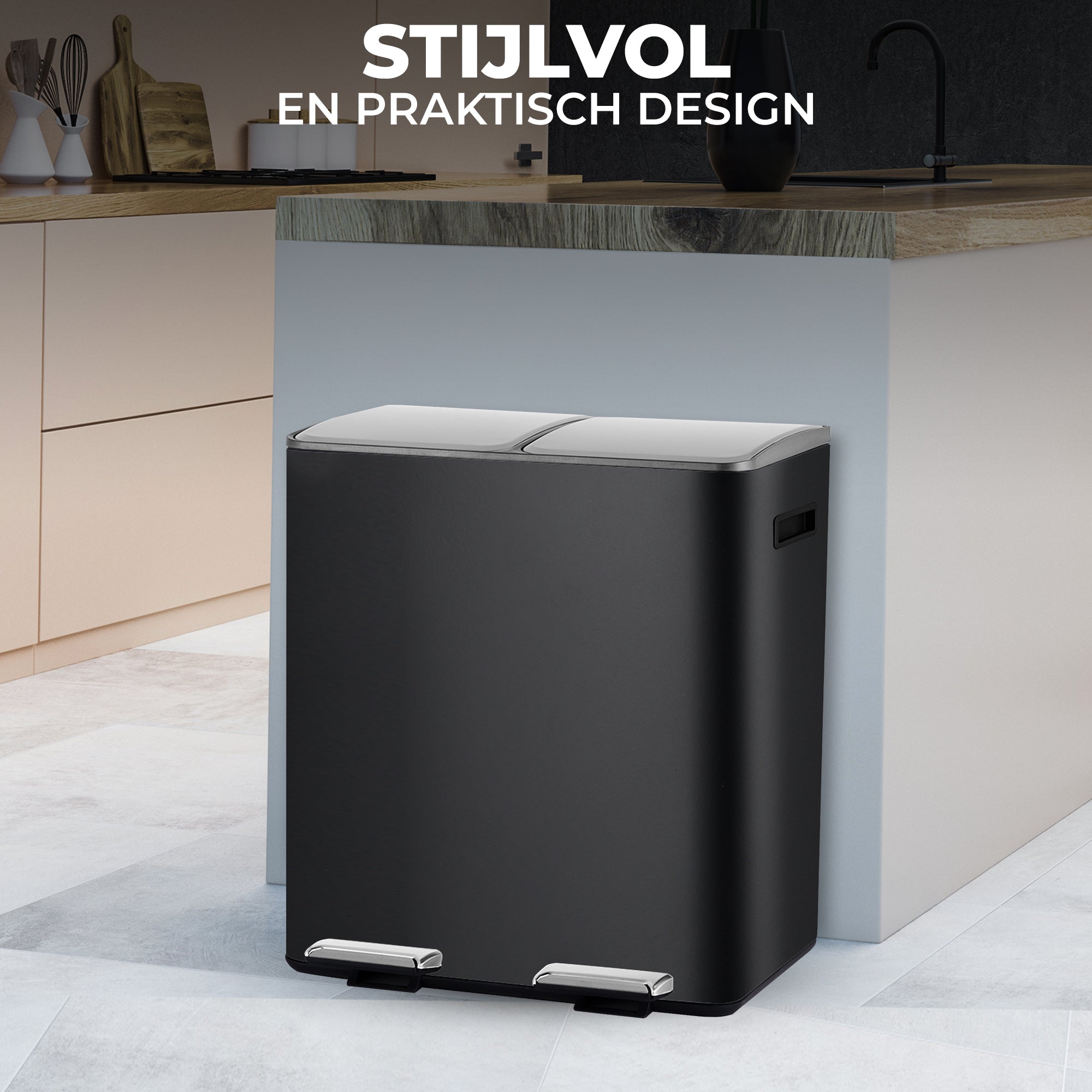 Prullenbak Met Pedaal Zwart/Zilver