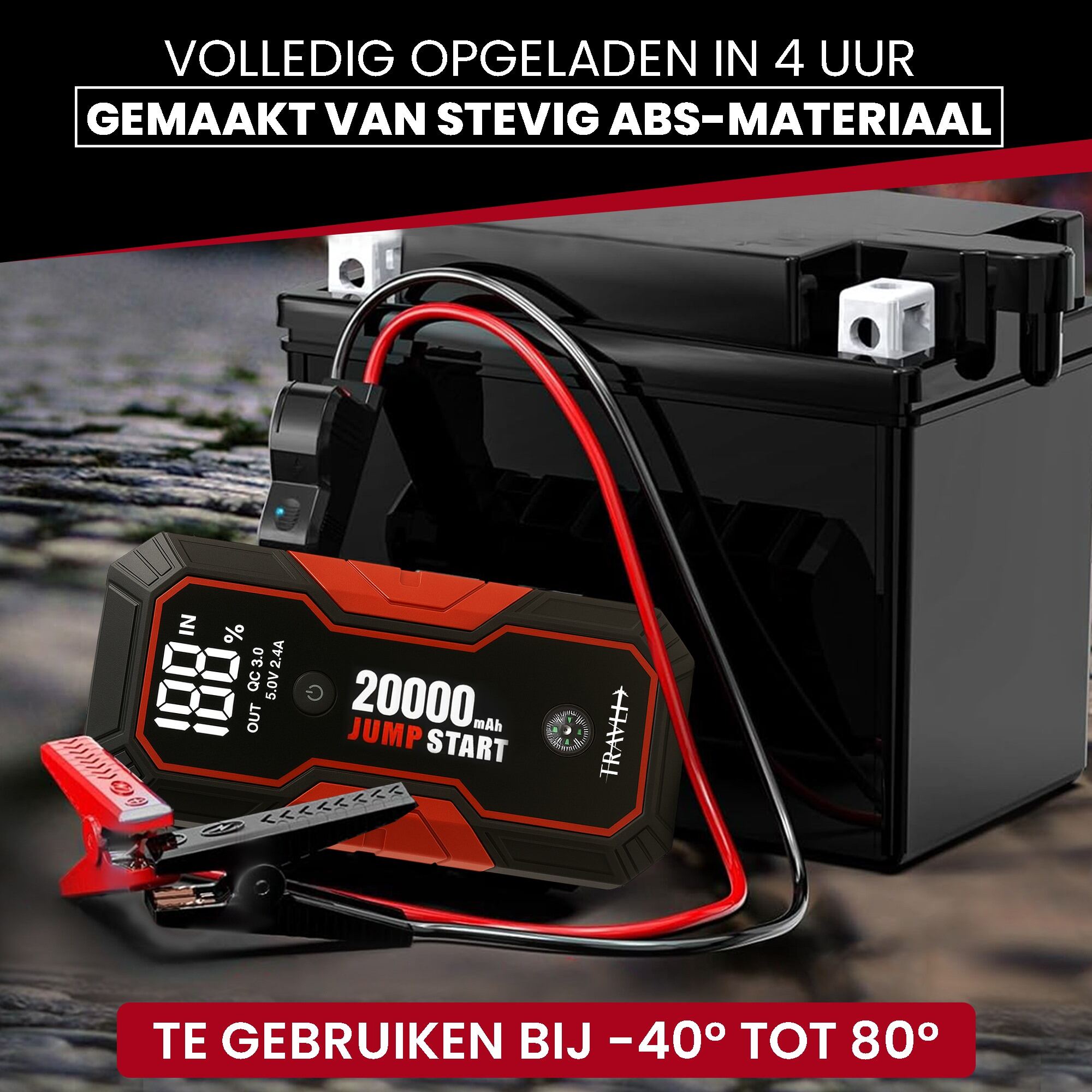 Travli Jumpstarter Zwart/Rood