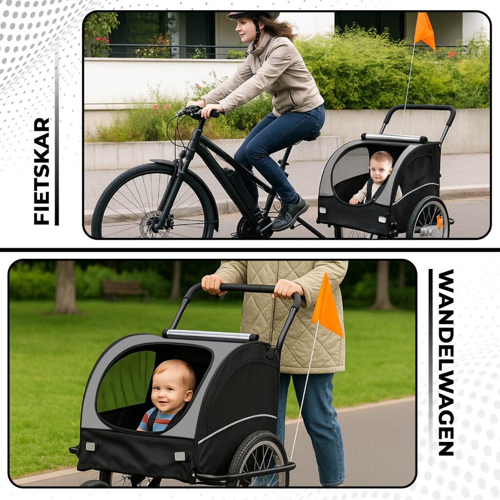 Kinderfietskar met vlag