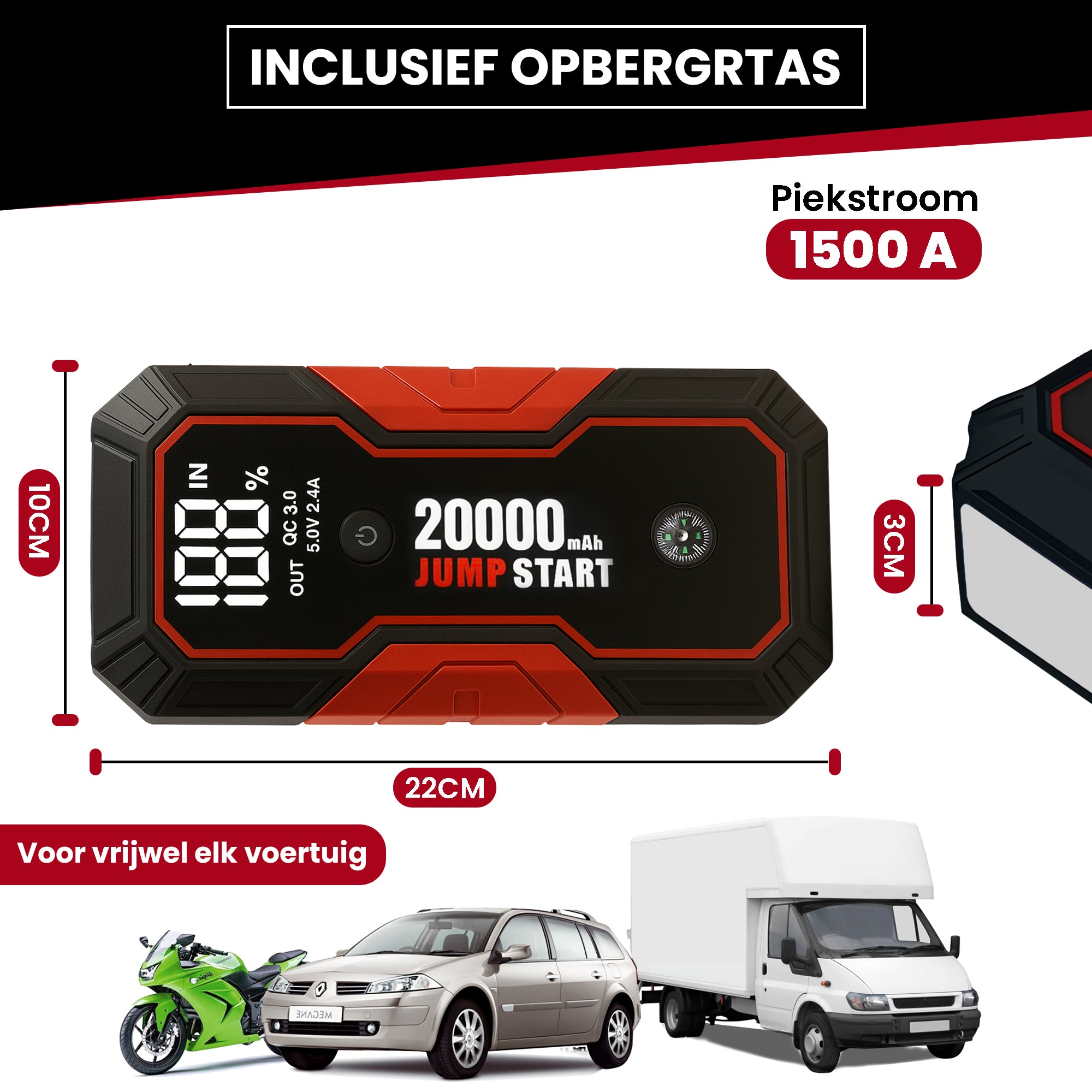 Travli Jumpstarter Zwart/Rood