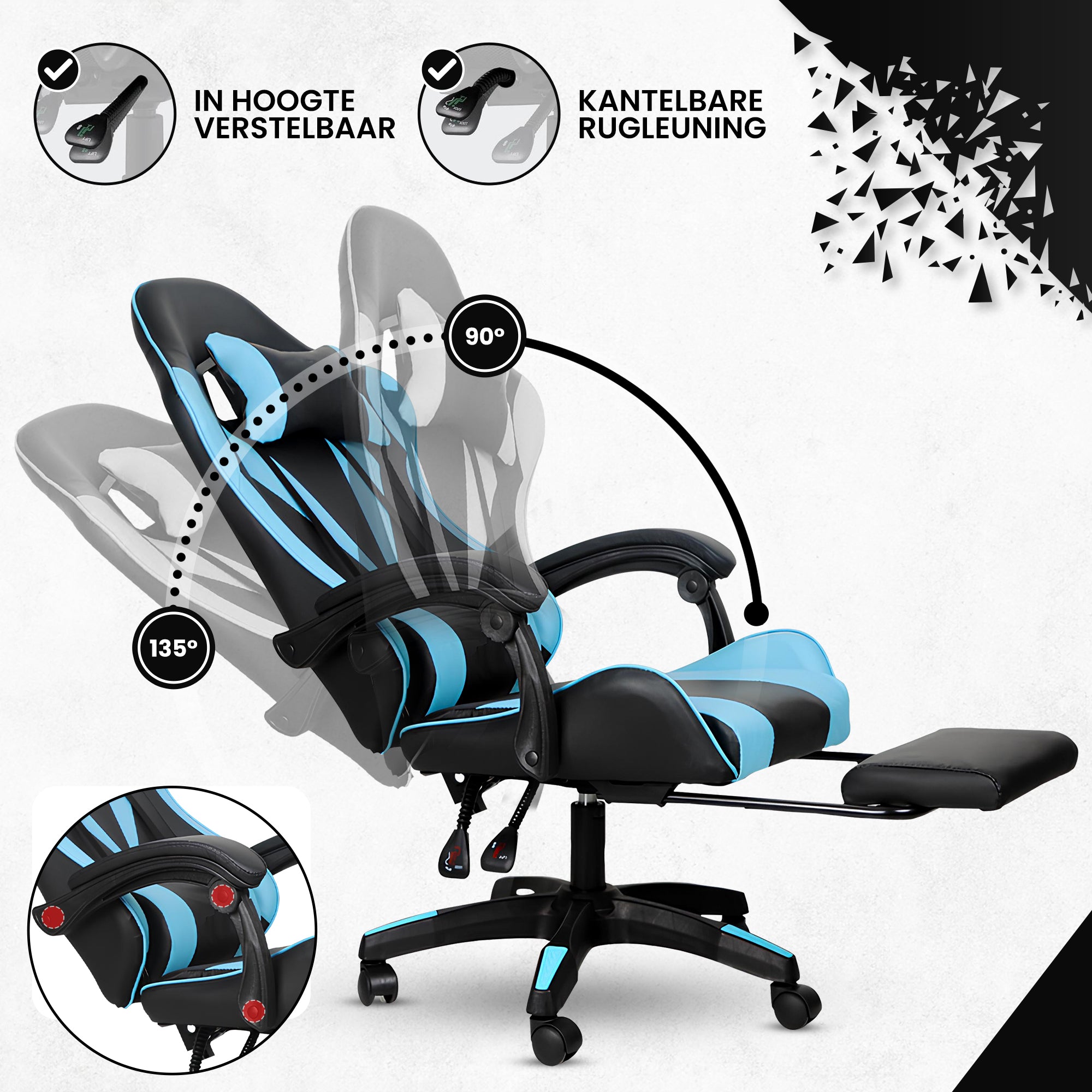 Bayt Gaming Stoel - Cyaan/Zwart