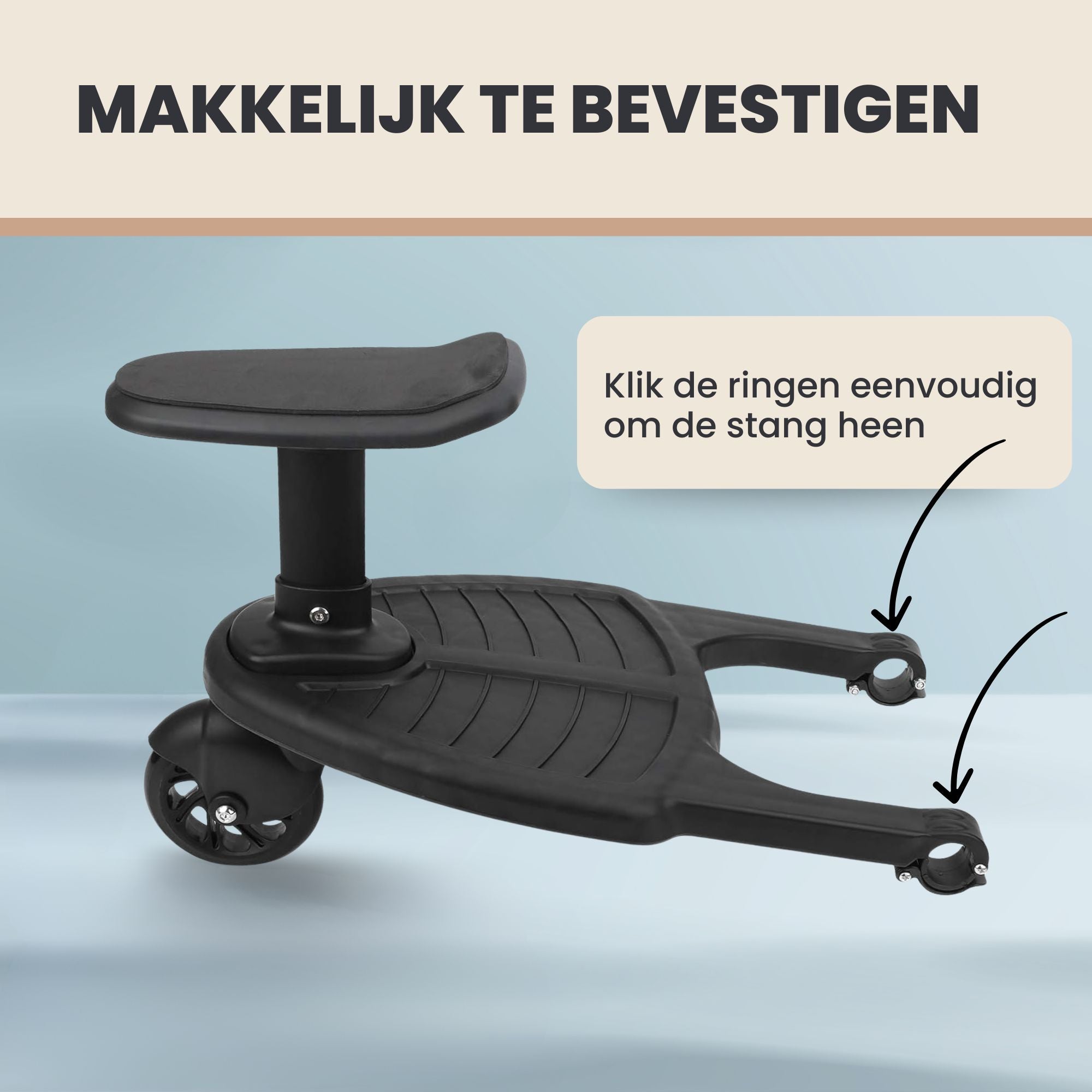 Oemmie Meerijdplankje met Zitje - Zwart