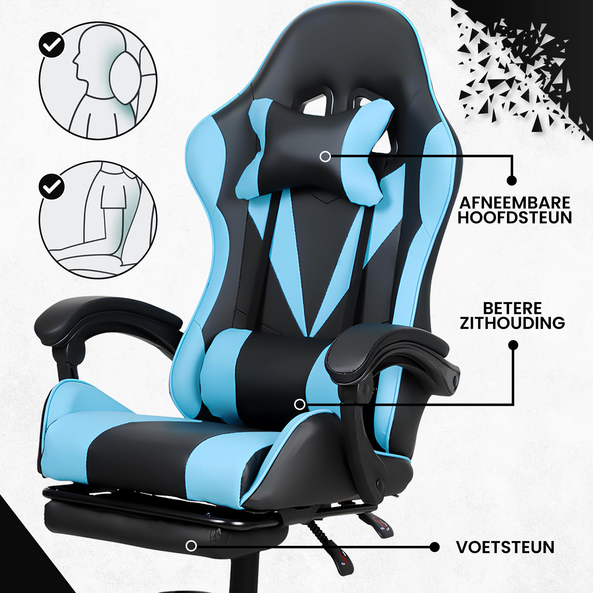 Bayt Gaming Stoel - Cyaan/Zwart