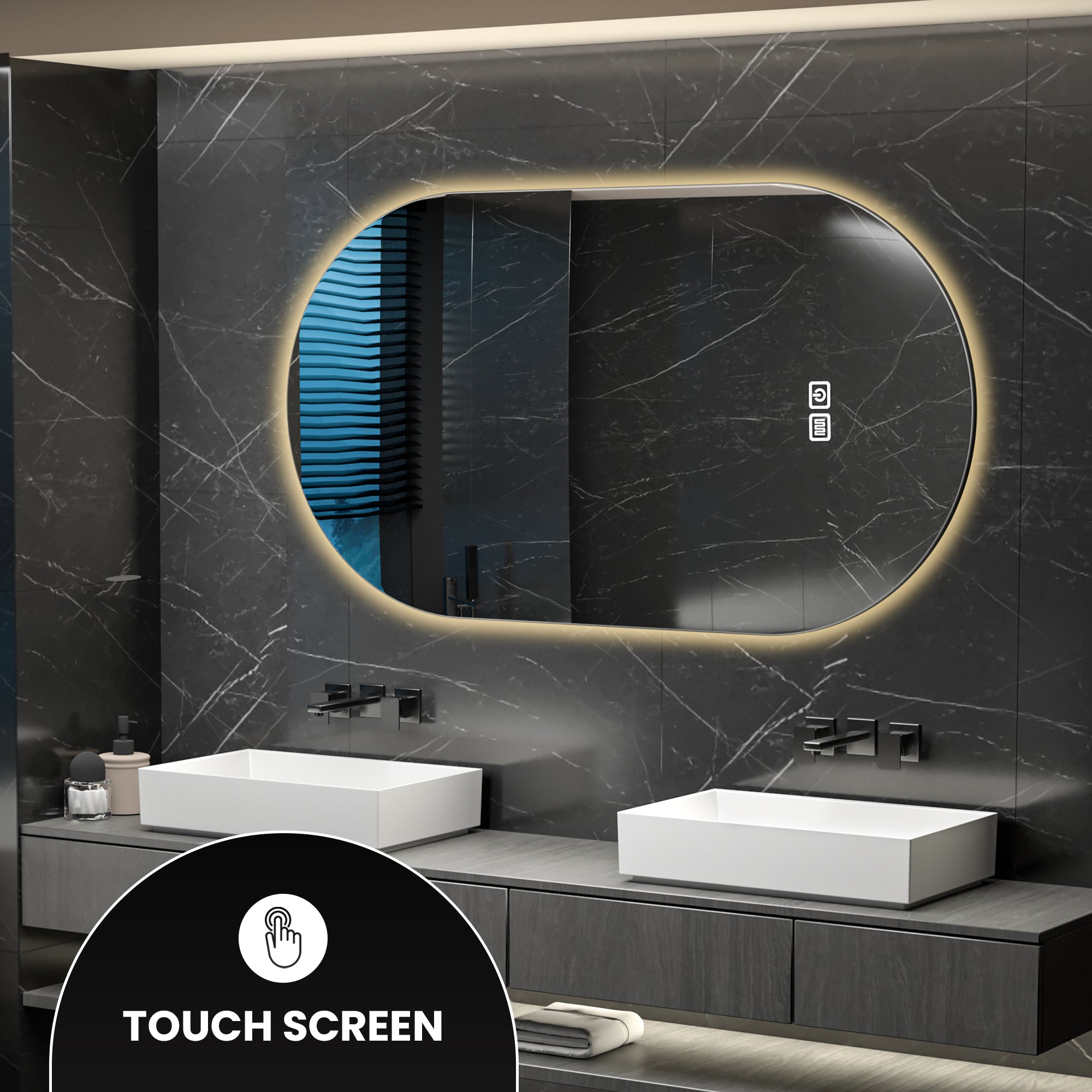 Bayt Badkamerspiegel met LED - Ovaal 50x90 cm - 2 Lichtstanden