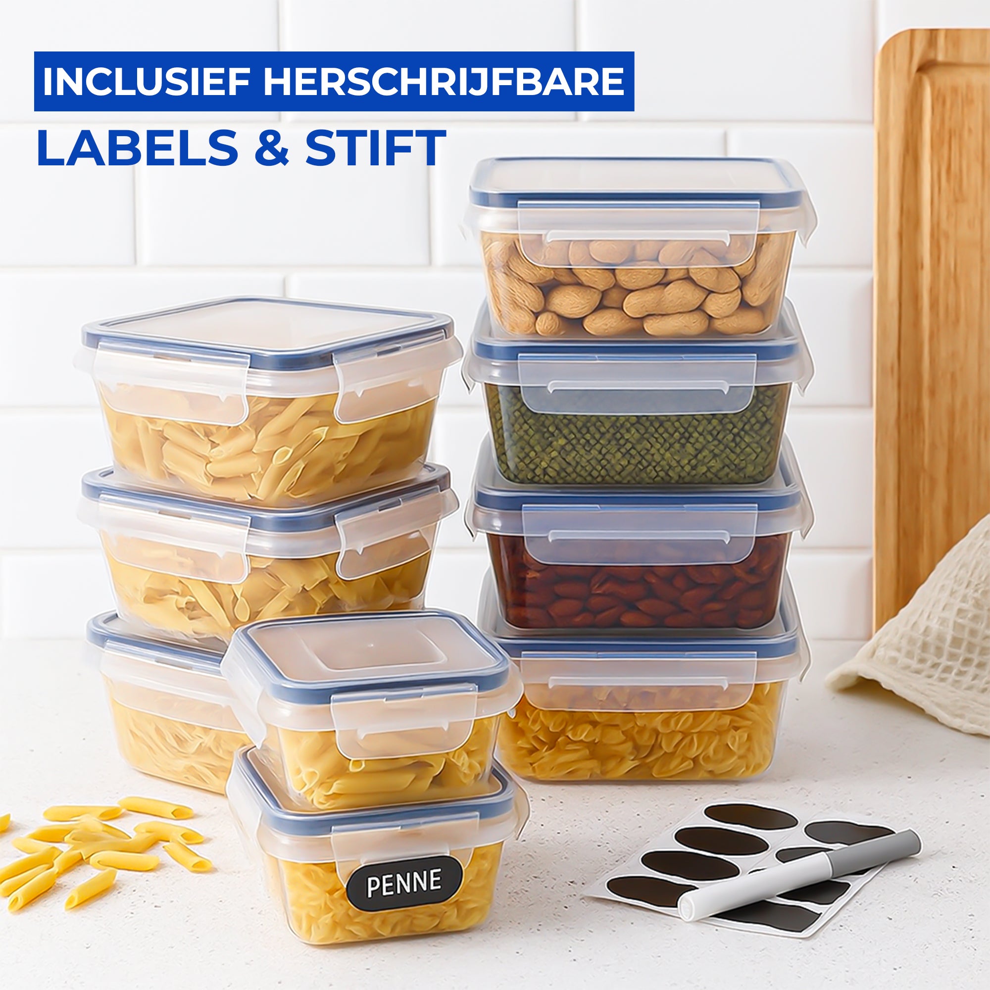 Bayt Kitchen Vershoudbakjes - 16-delig - Glas