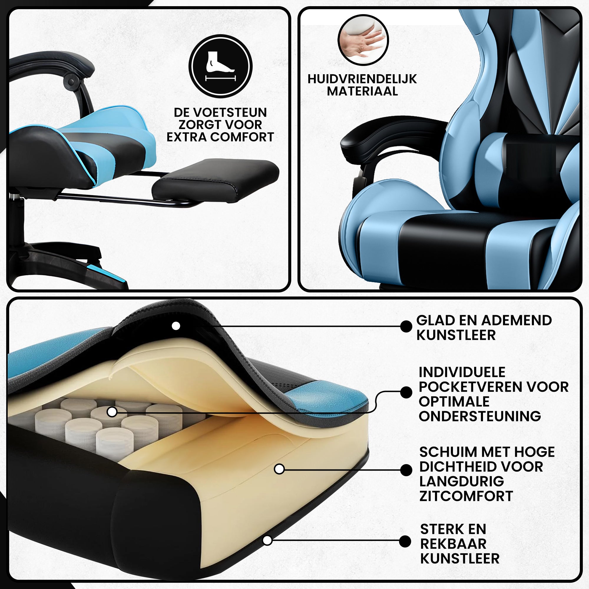 Bayt Gaming Stoel - Cyaan/Zwart