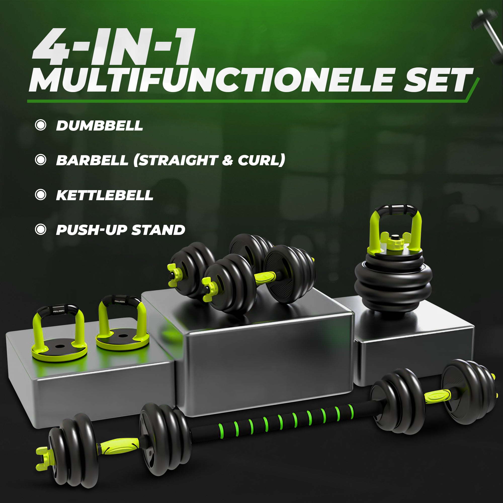 Dumbell Set 40 KG Zwart/Groen