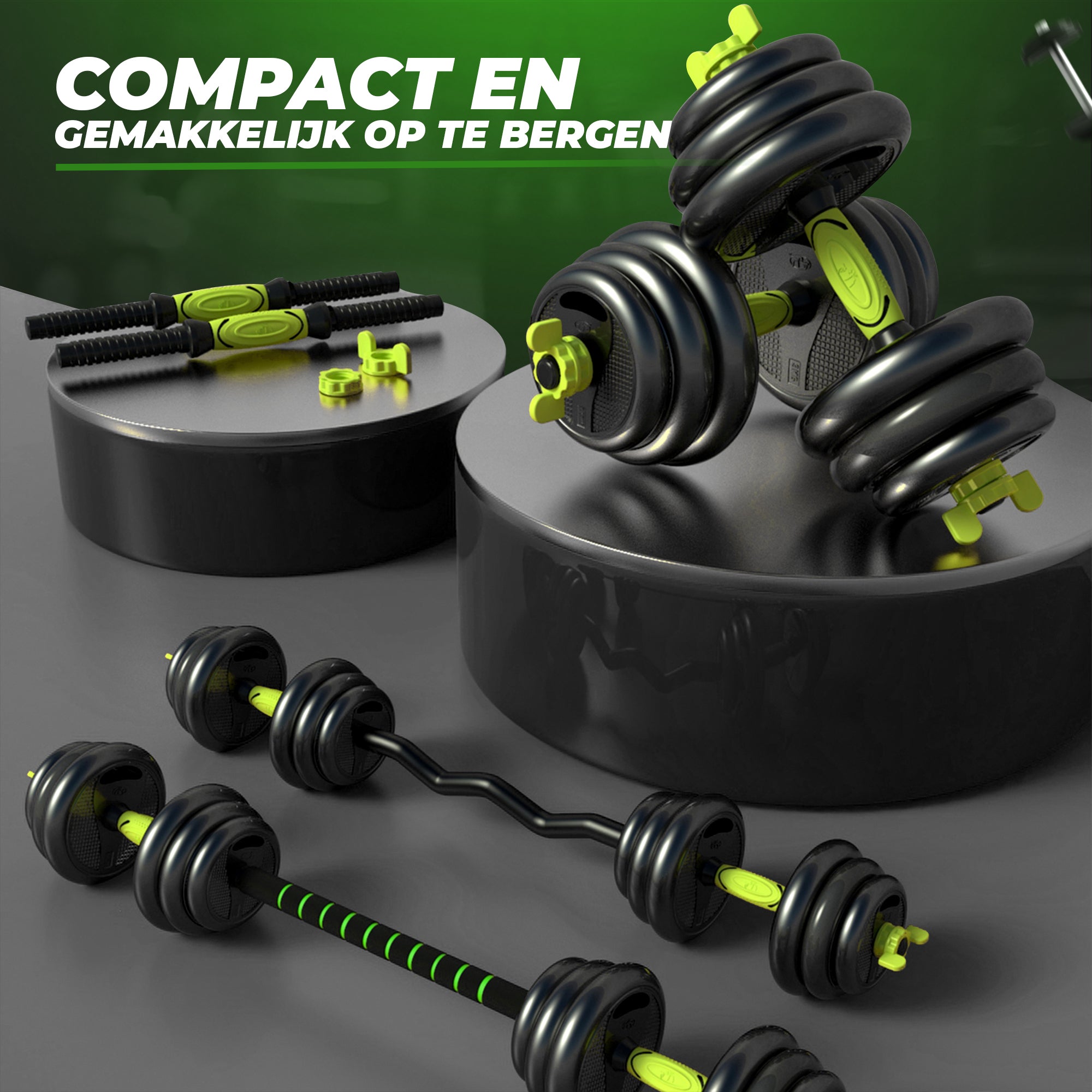 Dumbell Set 40 KG Zwart/Groen