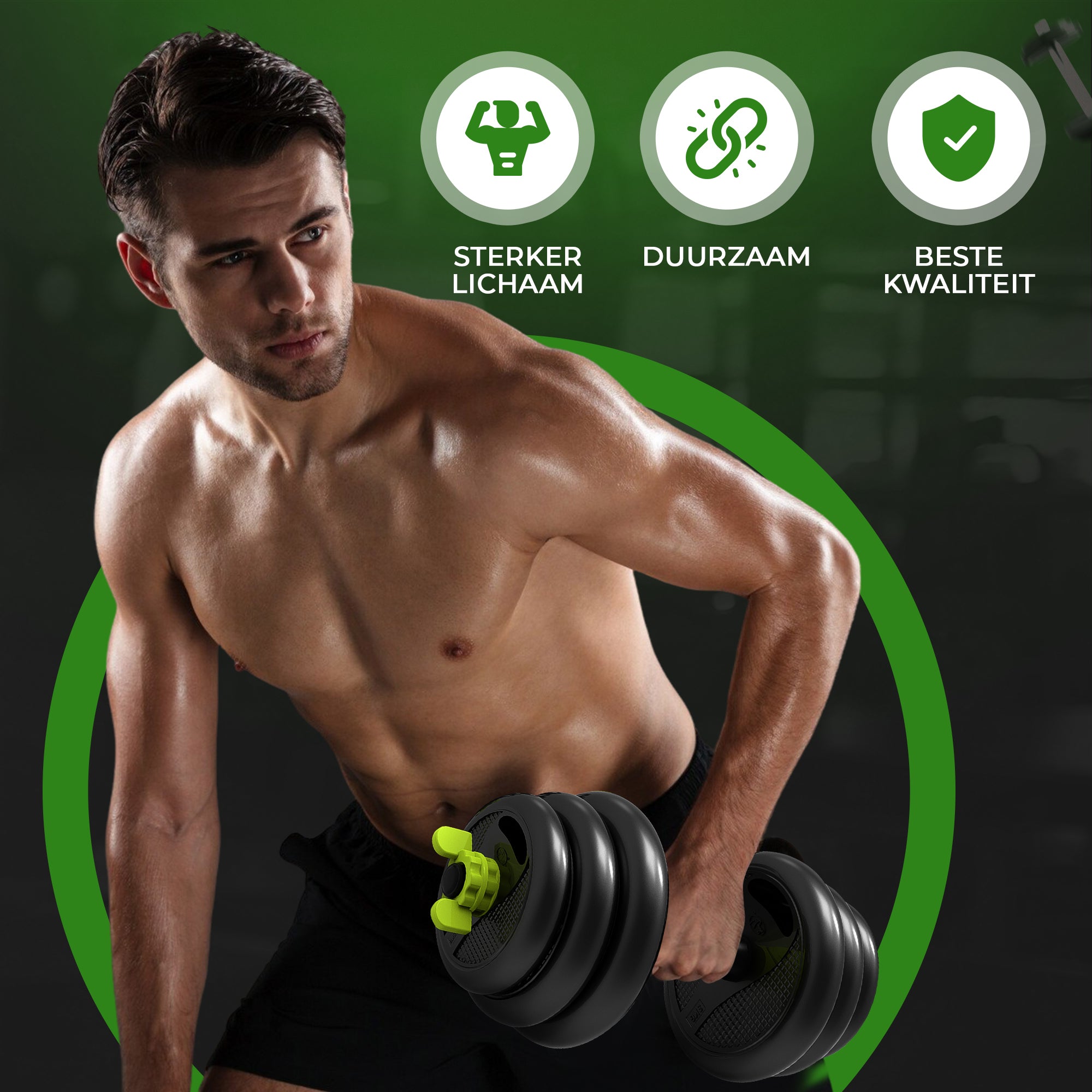 Dumbell Set 40 KG Zwart/Groen