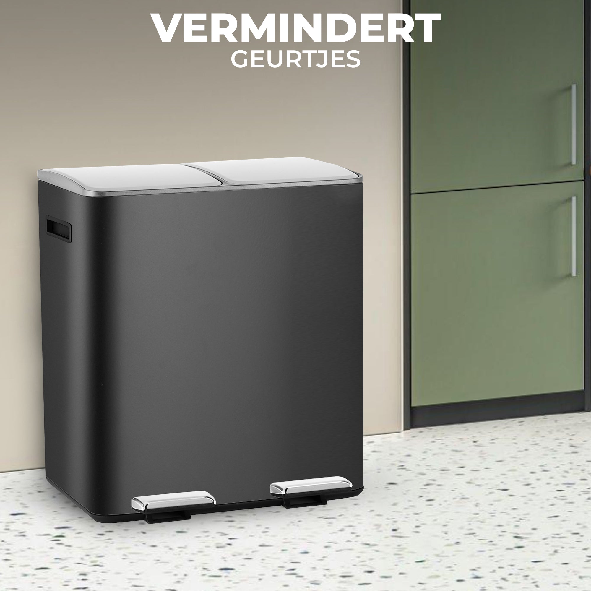 Prullenbak Met Pedaal Zwart/Zilver