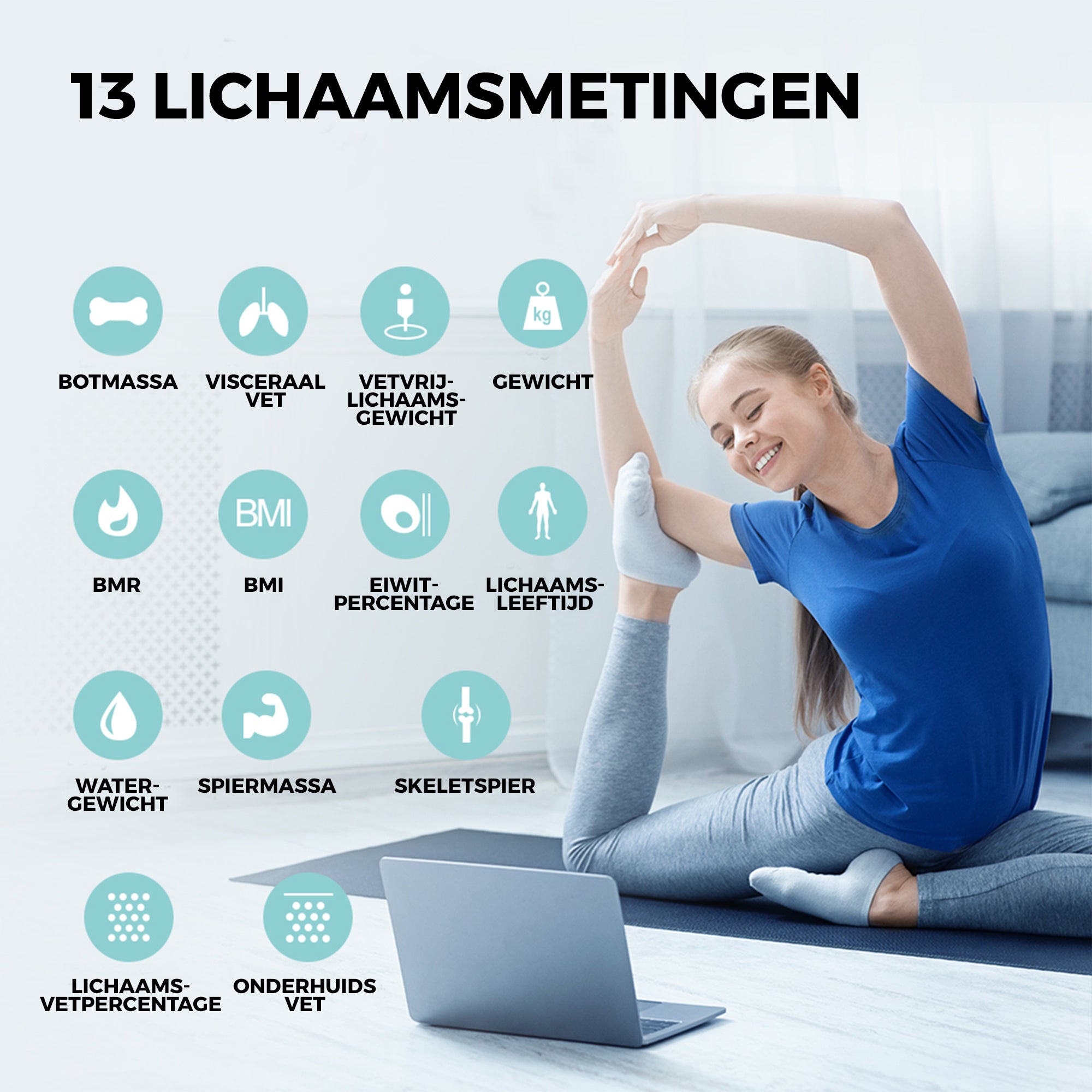 Digitale Slimme Personenweegschaal Wit