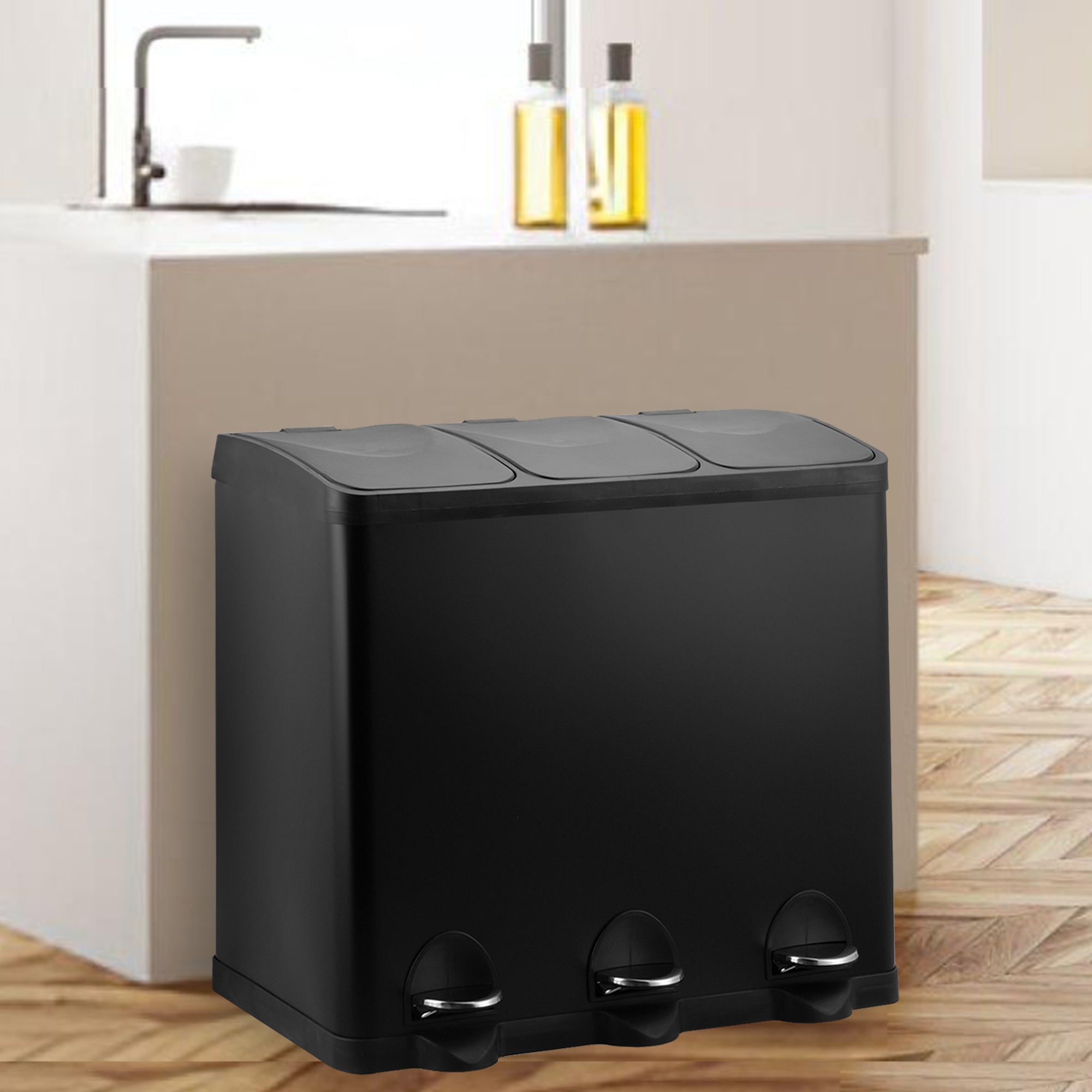 Prullenbak 3x15 Zwart