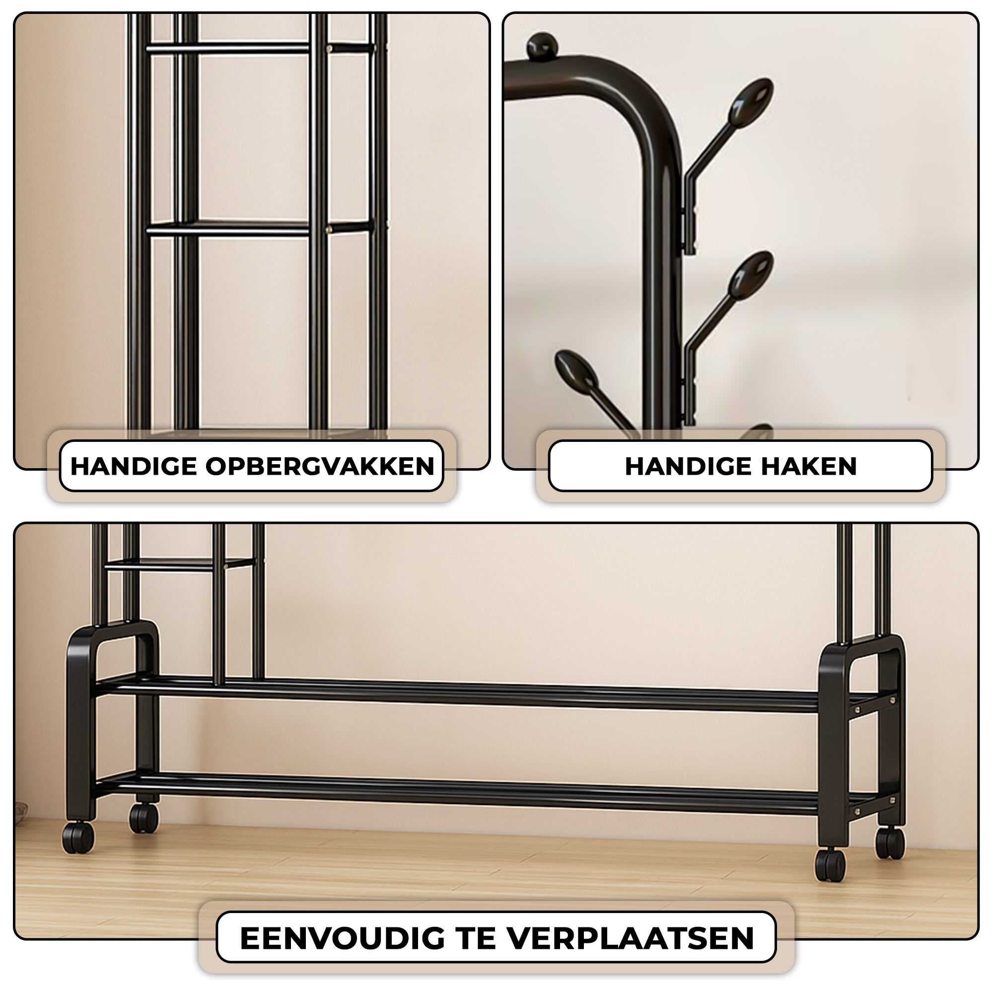 Bayt Kledingrek met Opbergplanken