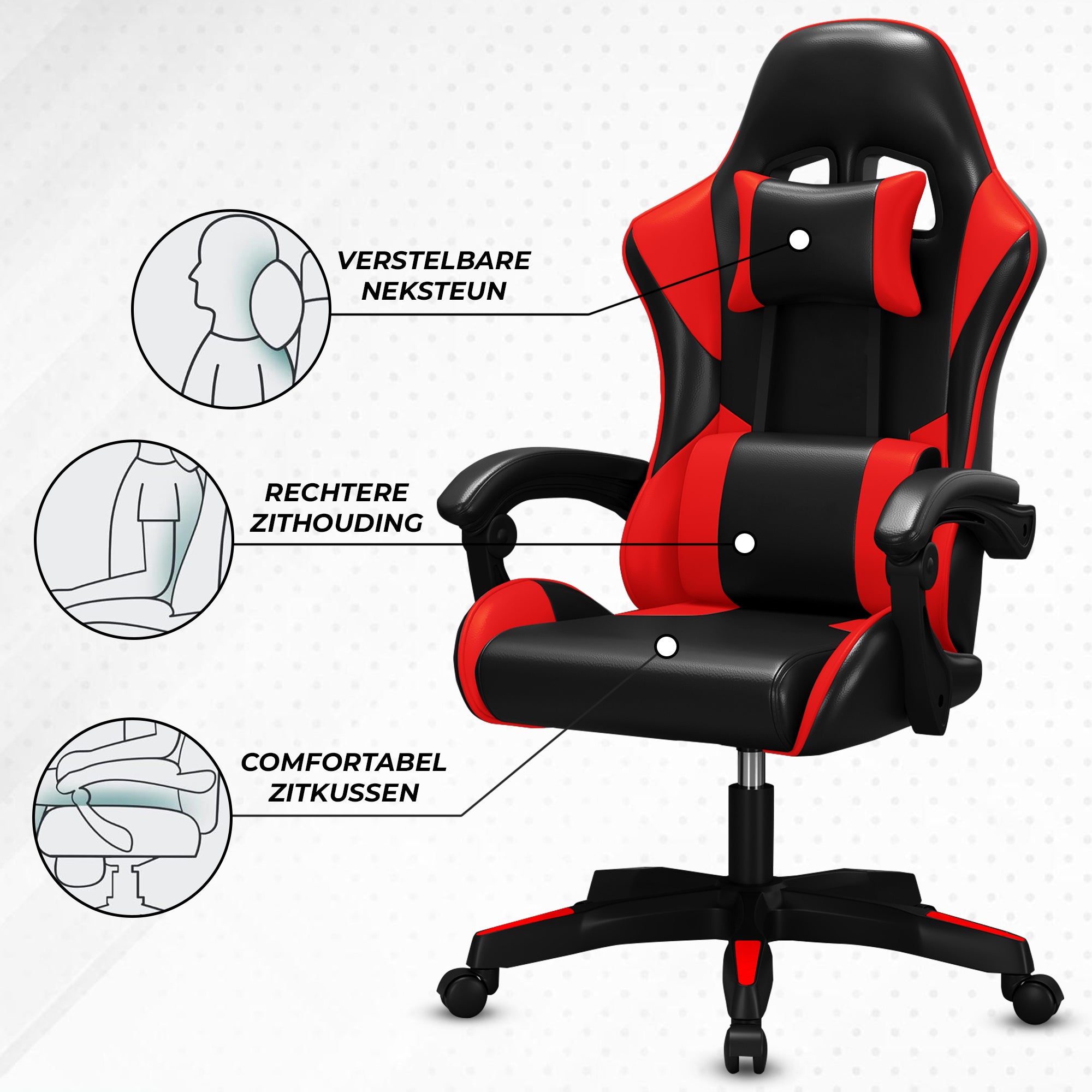 Bayt Gaming Stoel - Rood/Zwart