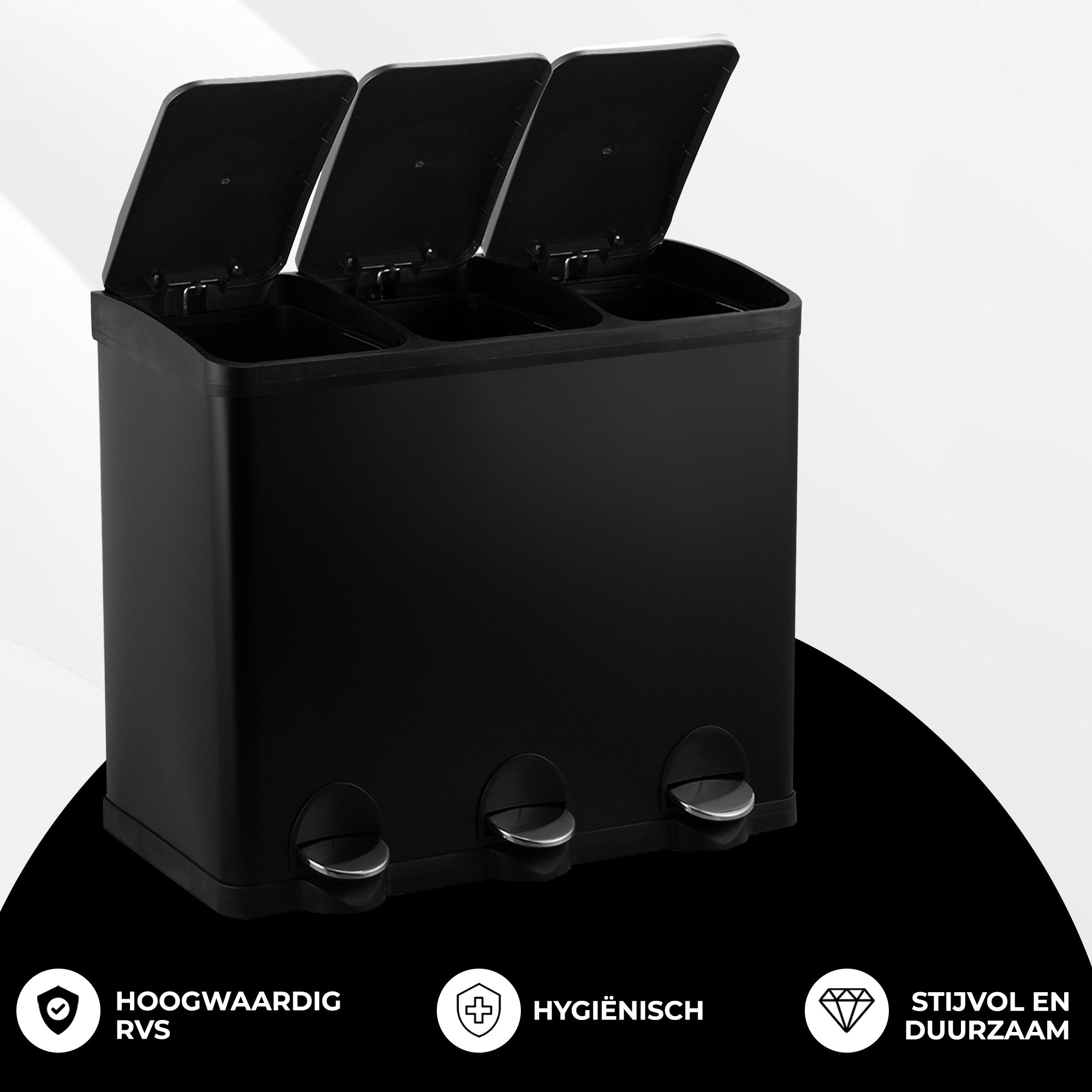 Prullenbak 3x15 Zwart