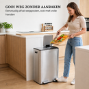 Prullenbak 60 Liter (2x30) met Pedaalbediening - Chrome