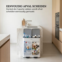 Prullenbak 60 Liter (2x30L) met Pedaalbediening - Wit