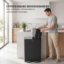 Prullenbak 60 Liter (2x30L) met Pedaalbediening - Zwart/Zilver