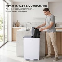 Prullenbak 60 Liter (2x30L) met Pedaalbediening - Wit