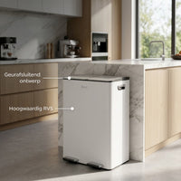 Prullenbak 60 Liter (2x30L) met Pedaalbediening - Wit