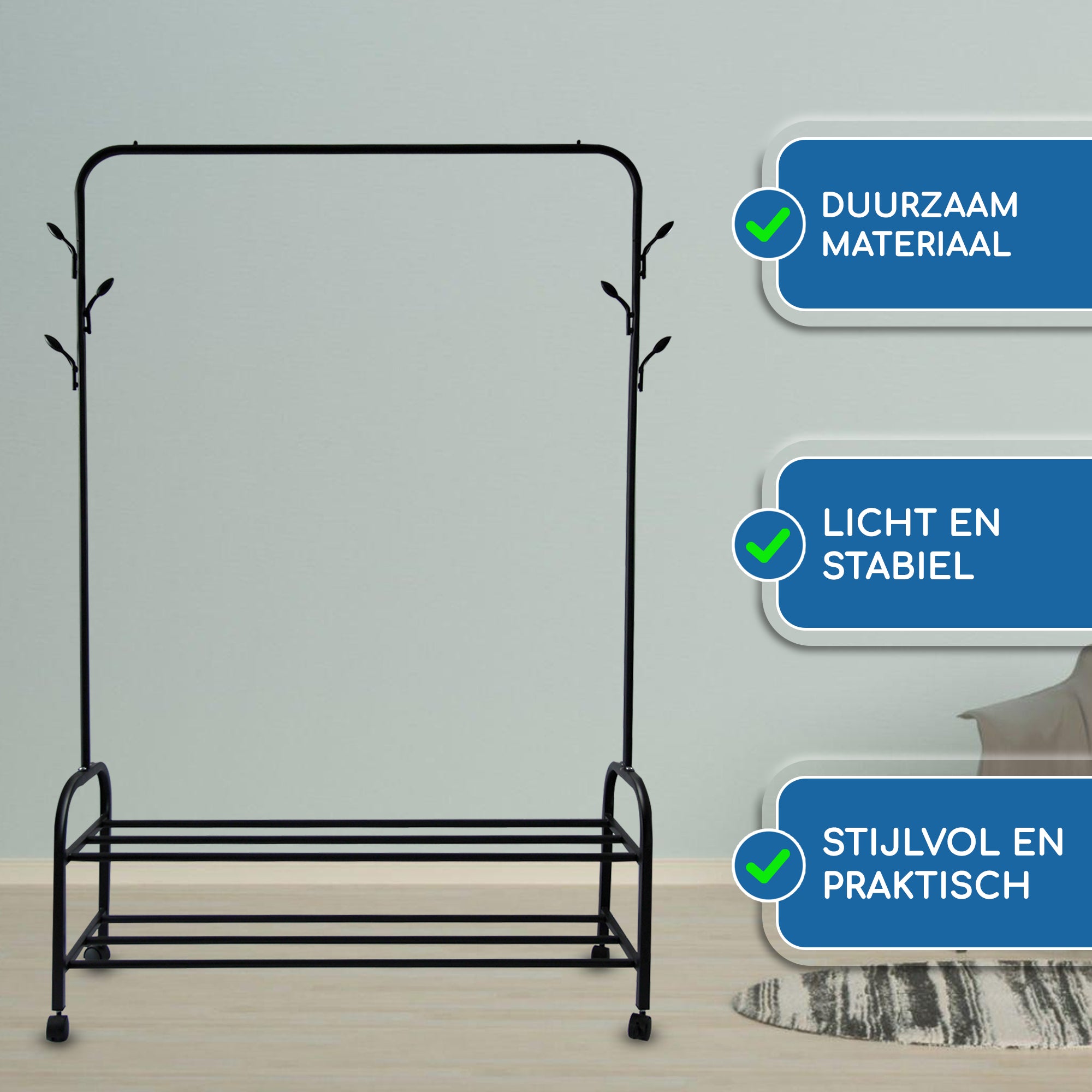 Kledingrek op wieltjes
